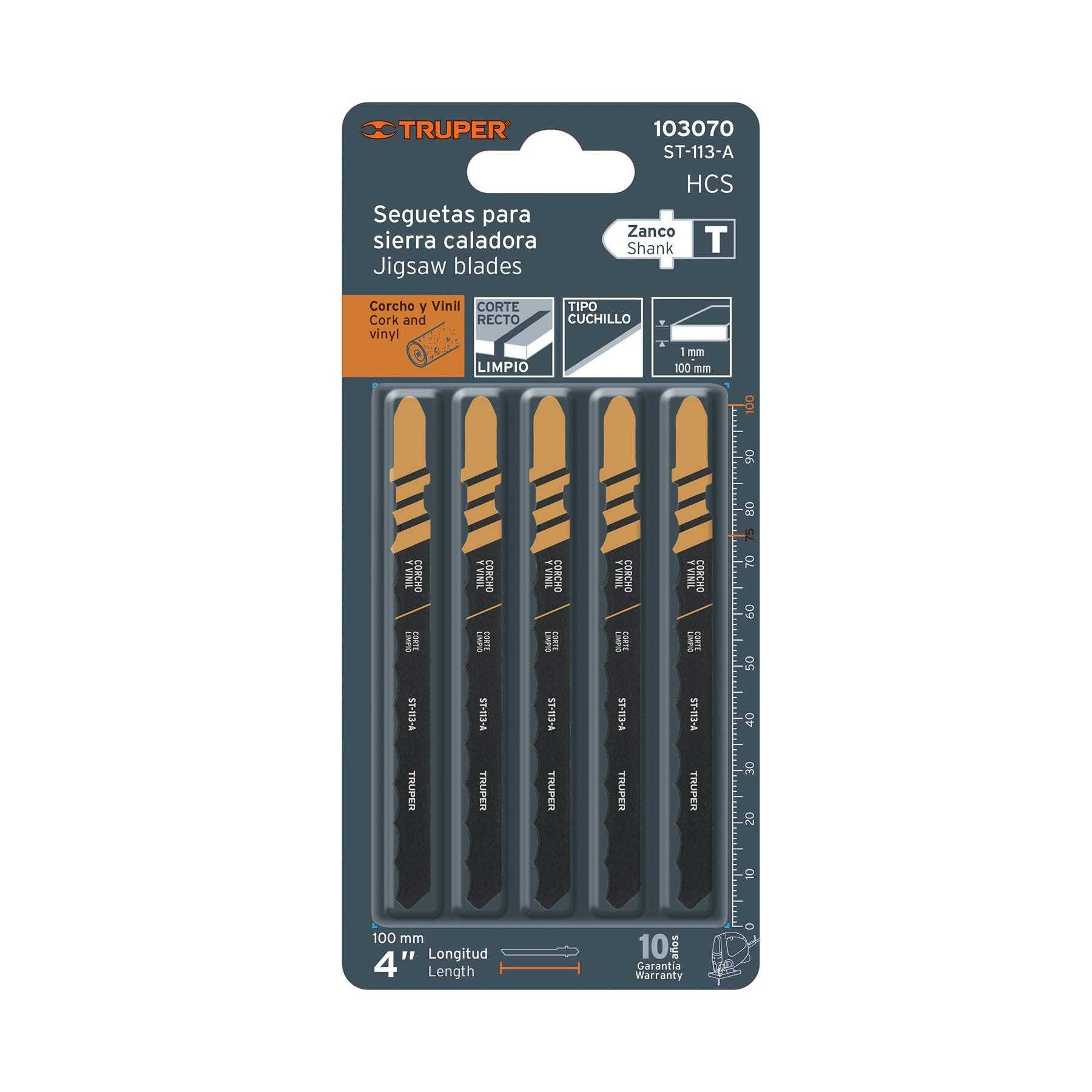 Blíster 5 seguetas T, cuchilla HCS, para material suave