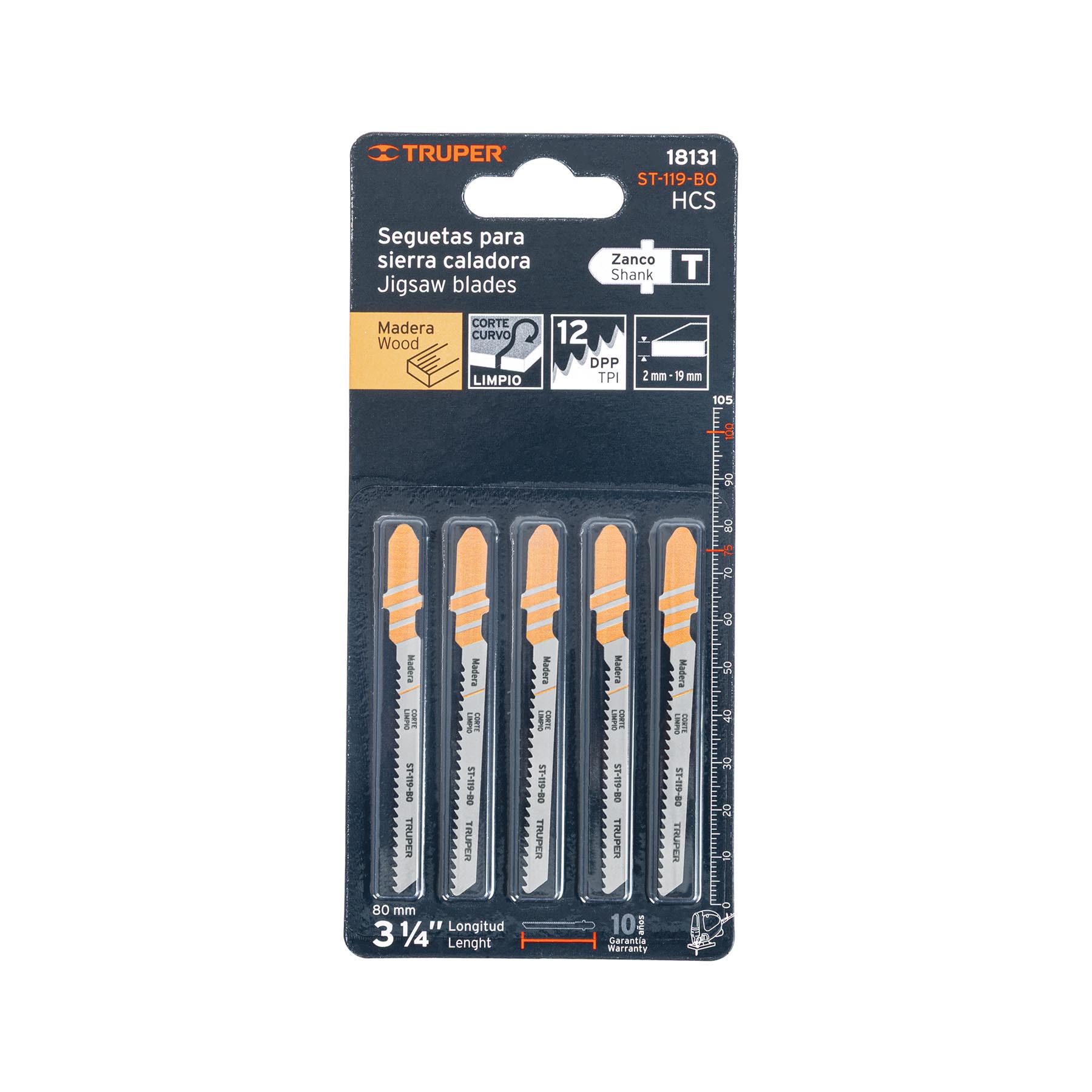 Segueta caladora,cortes curvos madera,zanco t,12dpp,5 pzas