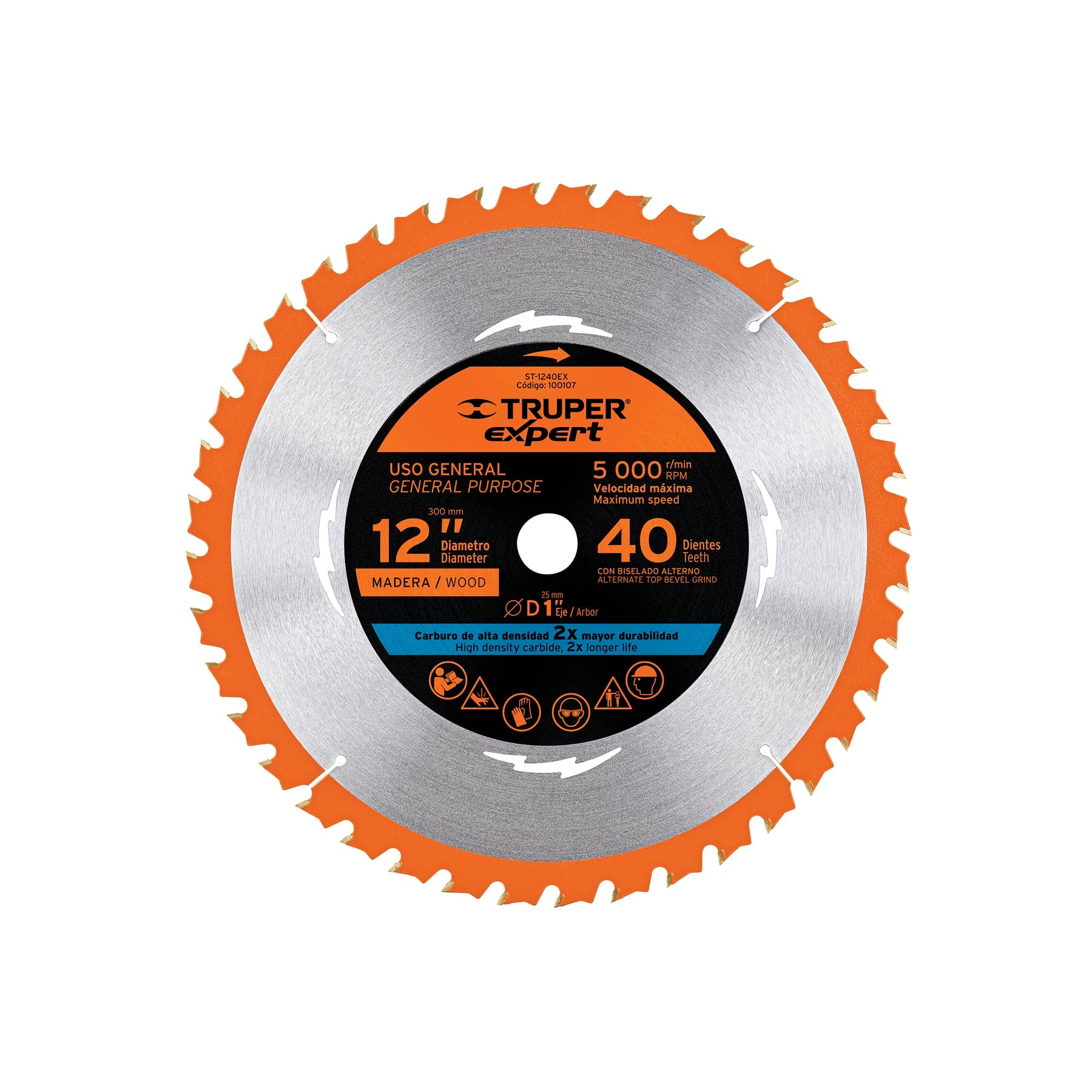 Disco sierra p/madera 12", 40dpp, centro 1", Expert