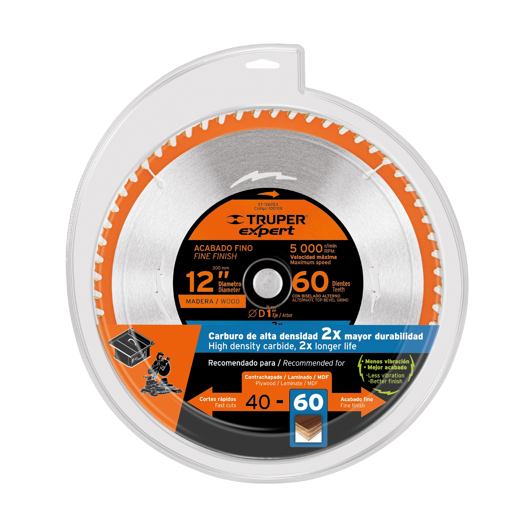 Disco sierra, madera 12", 60dpp, Expert