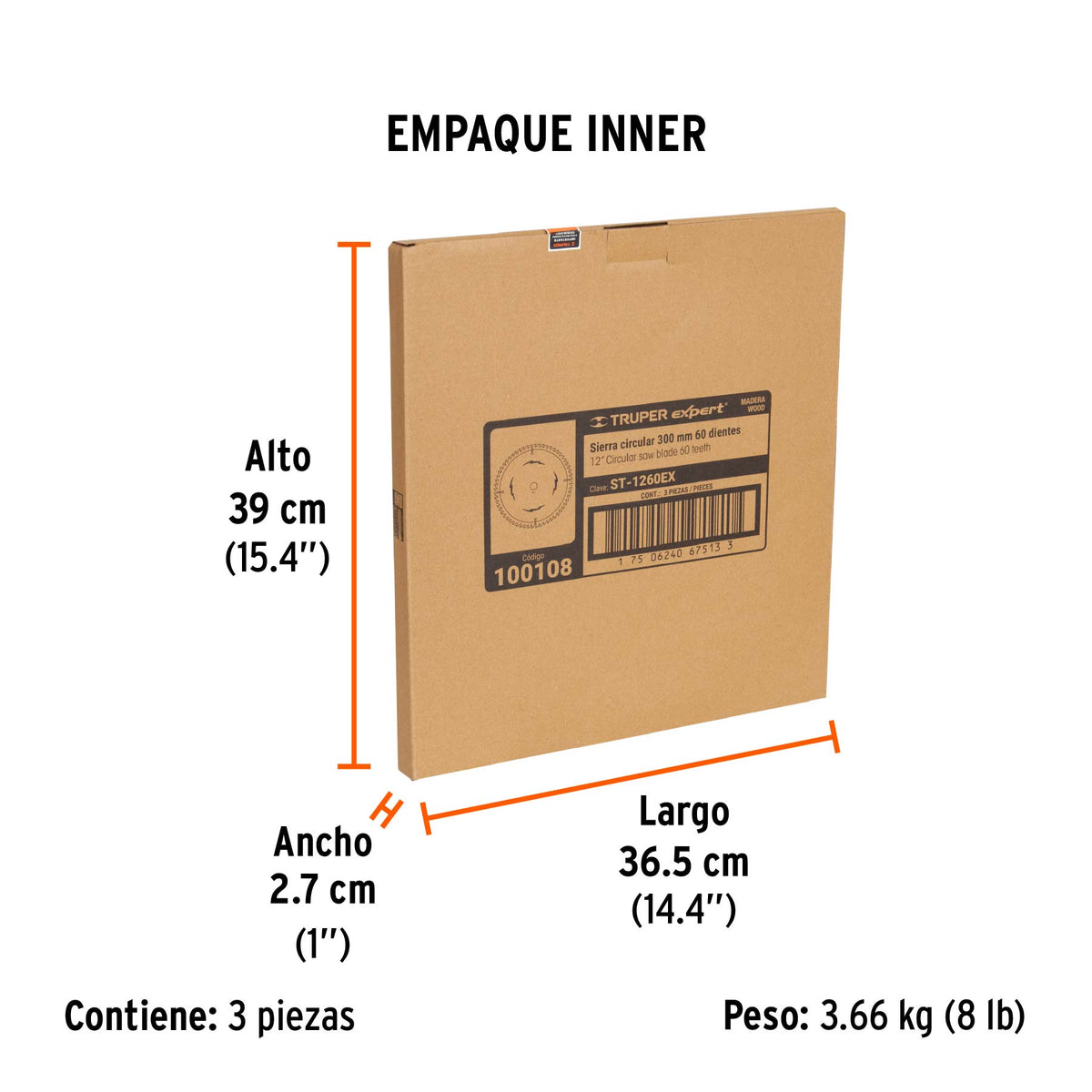 Disco sierra, madera 12", 60dpp, Expert