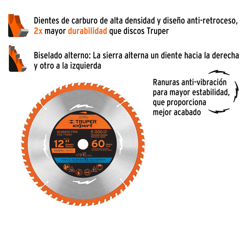 Disco sierra, madera 12", 60dpp, Expert