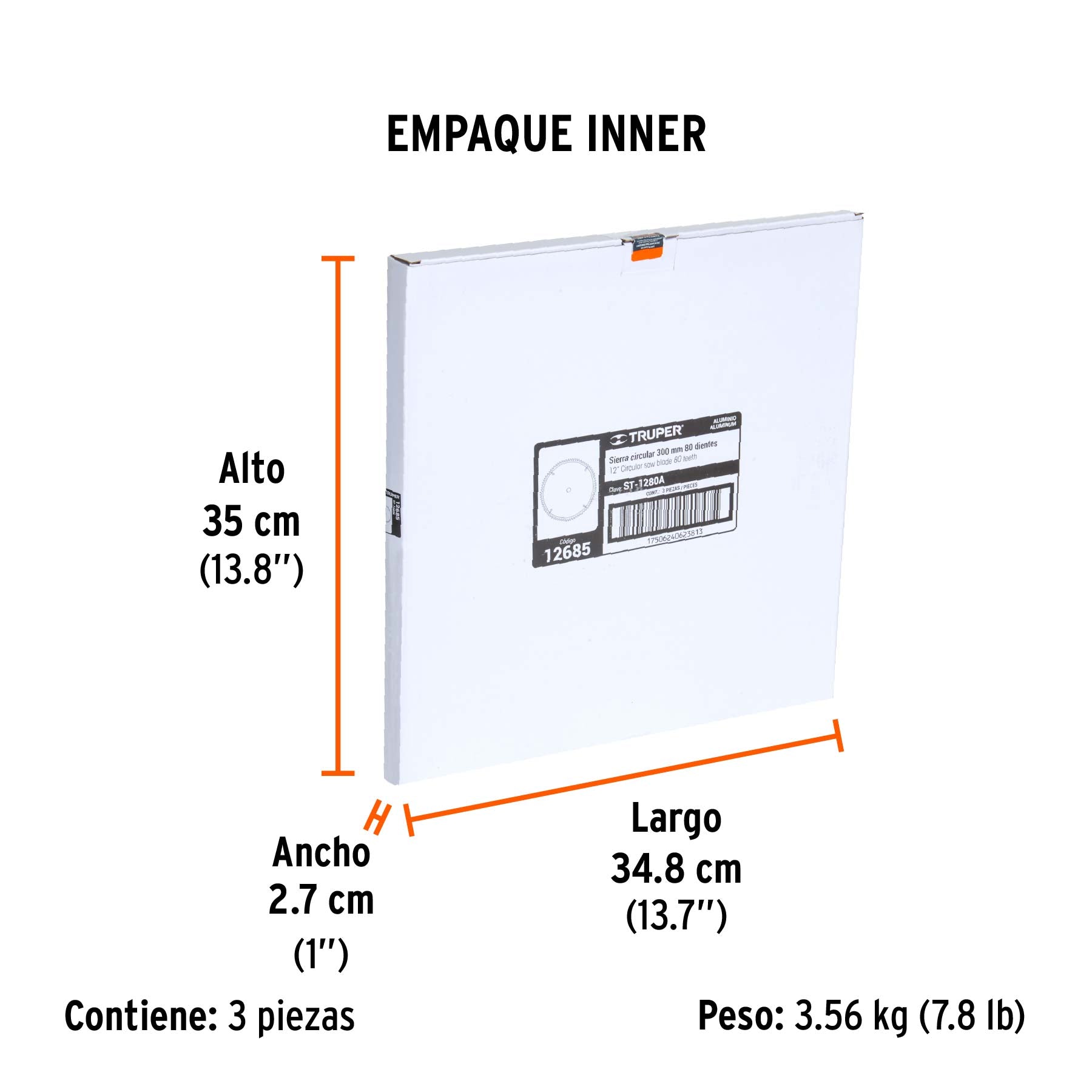 Disco sierra p/aluminio 12", 80 dientes, centro 1"