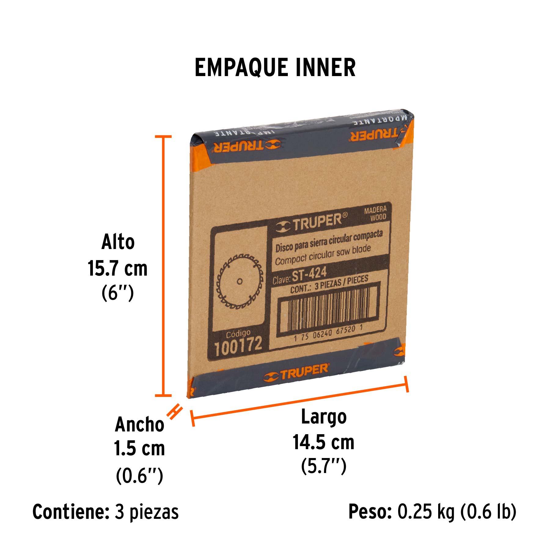 Disco sierra p/madera 4-1/2", 24 dientes, centro 3/8"