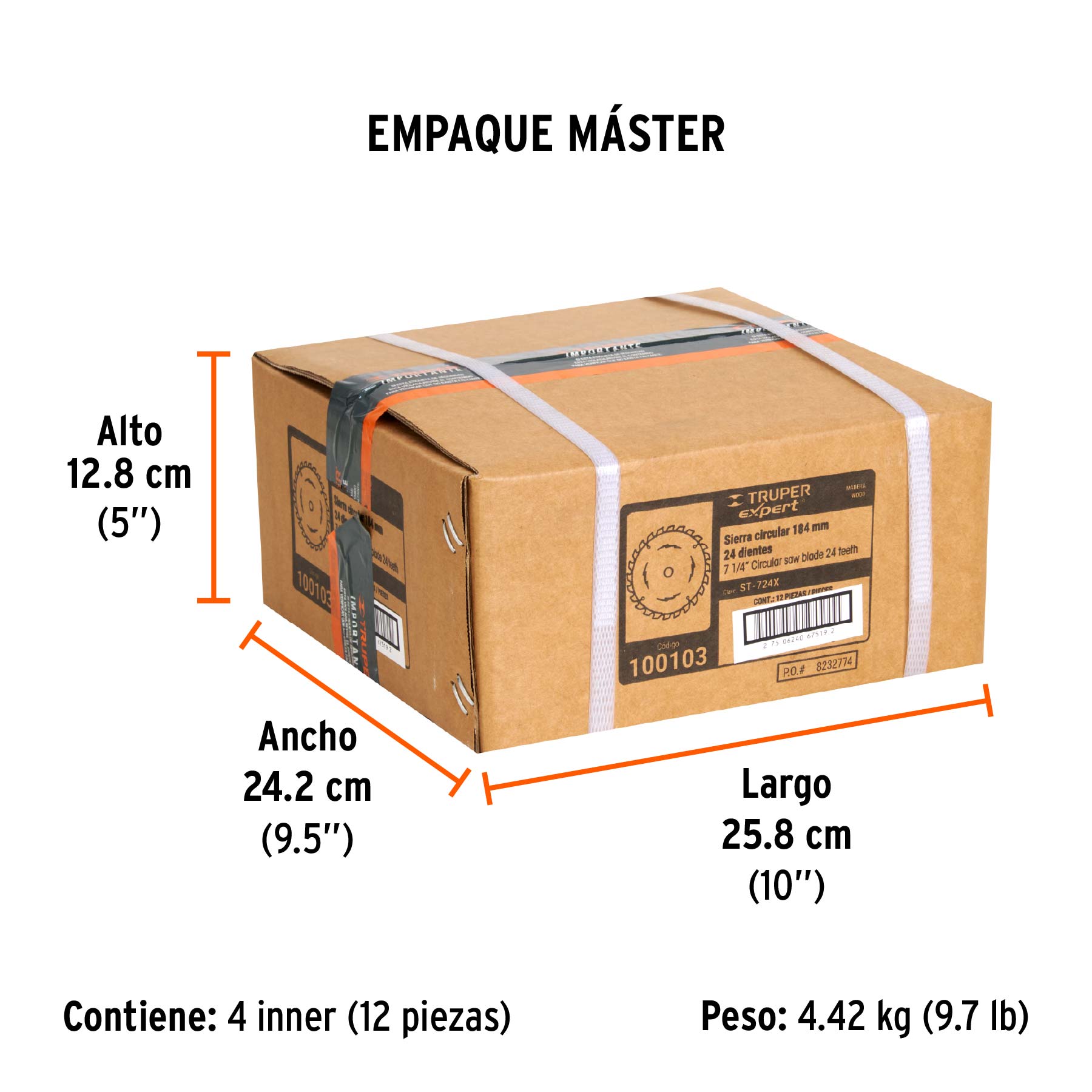 Disco sierra p/madera 7-1/4", 24dpp, centro 5/8",Expert