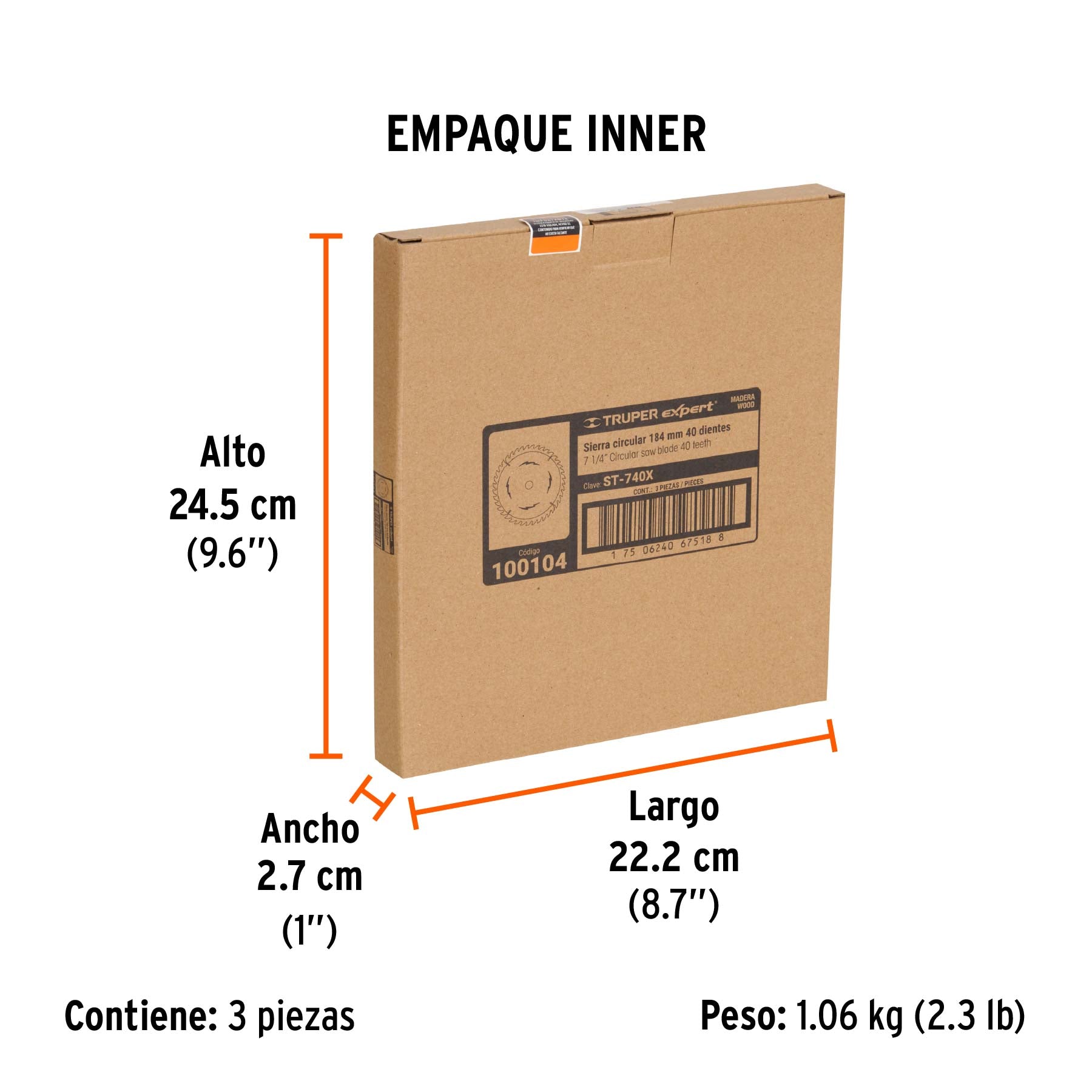 Disco sierra p/madera 7-1/4", 40dpp, centro 5/8",Expert