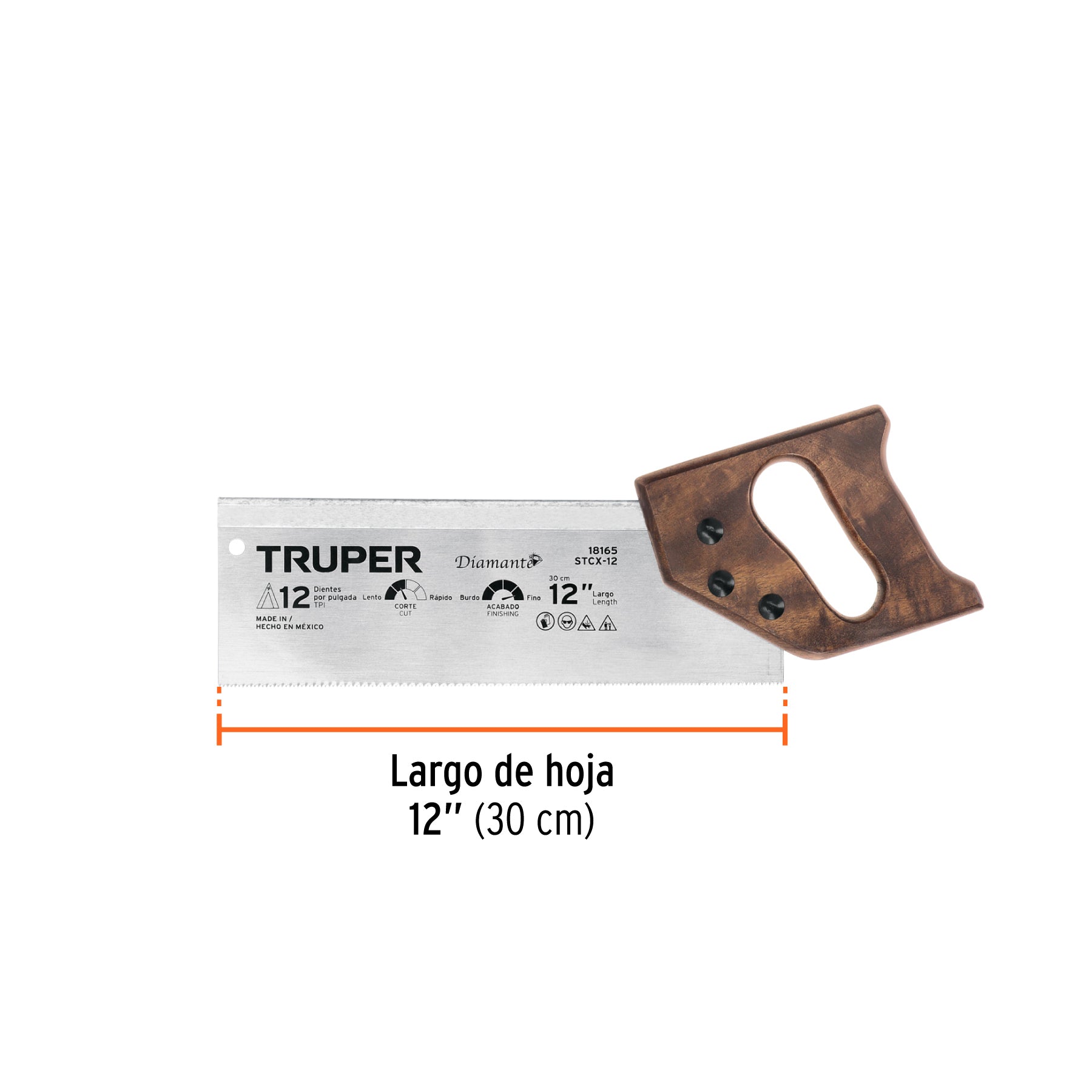 Serrucho 12" diamante, de costilla, 9 DPP
