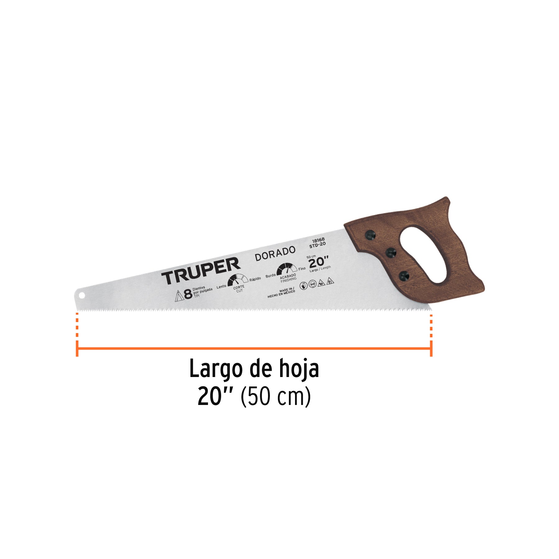 Serrucho 20" Dorado, 8 DPP