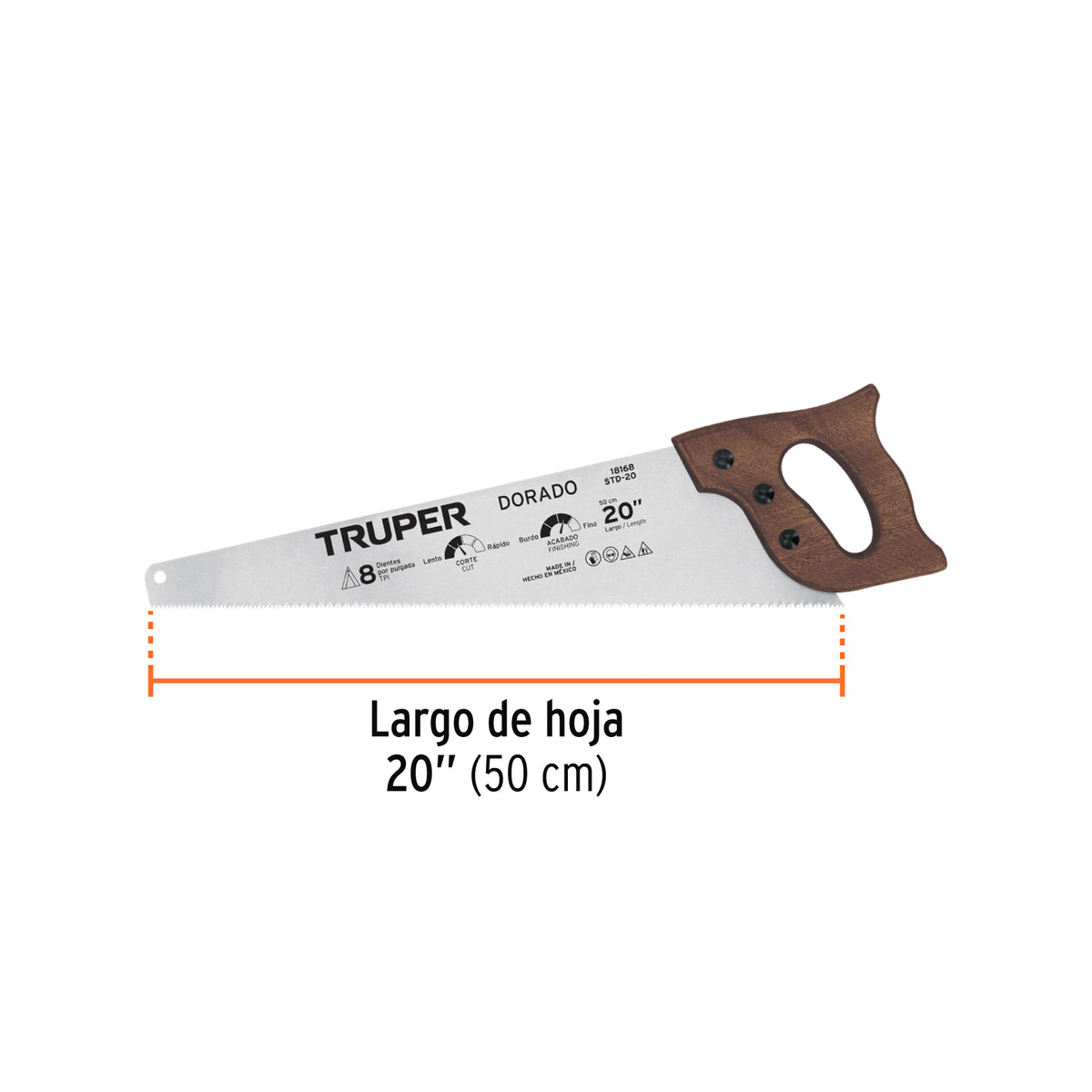 Serrucho 20" Dorado, 8 DPP