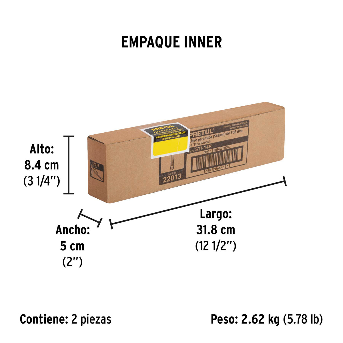 Llave para tubo, stilson, 14", pretul