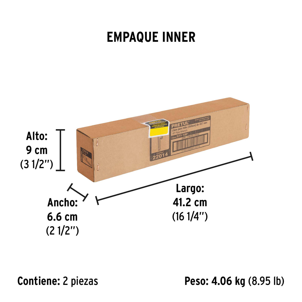 Llave para tubo, stilson, 18", pretul