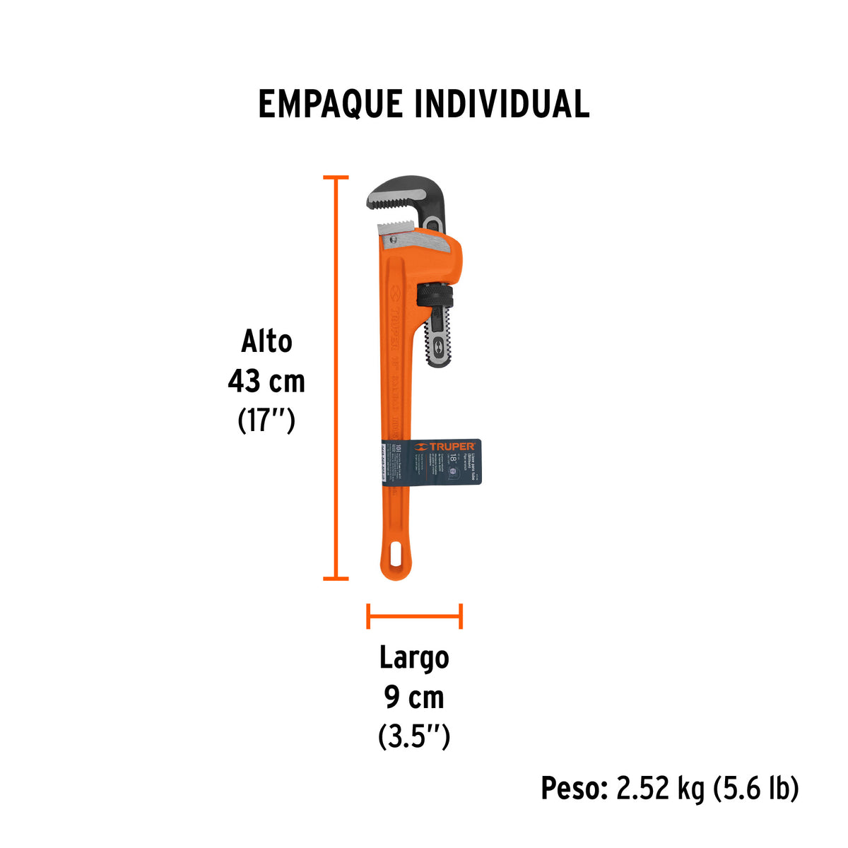 Llave para tubo, stilson, 18"