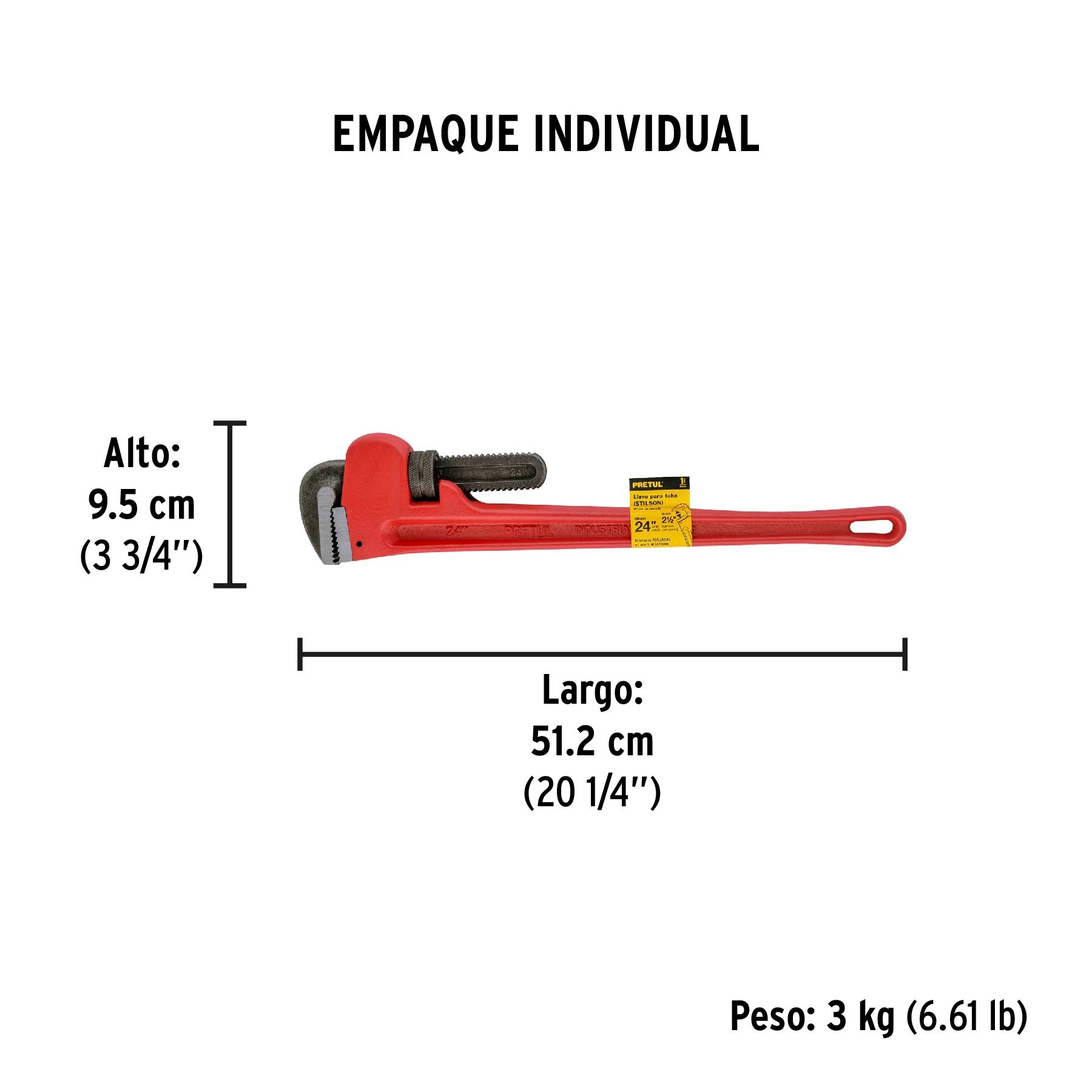 Llave para tubo, stilson, 24", pretul