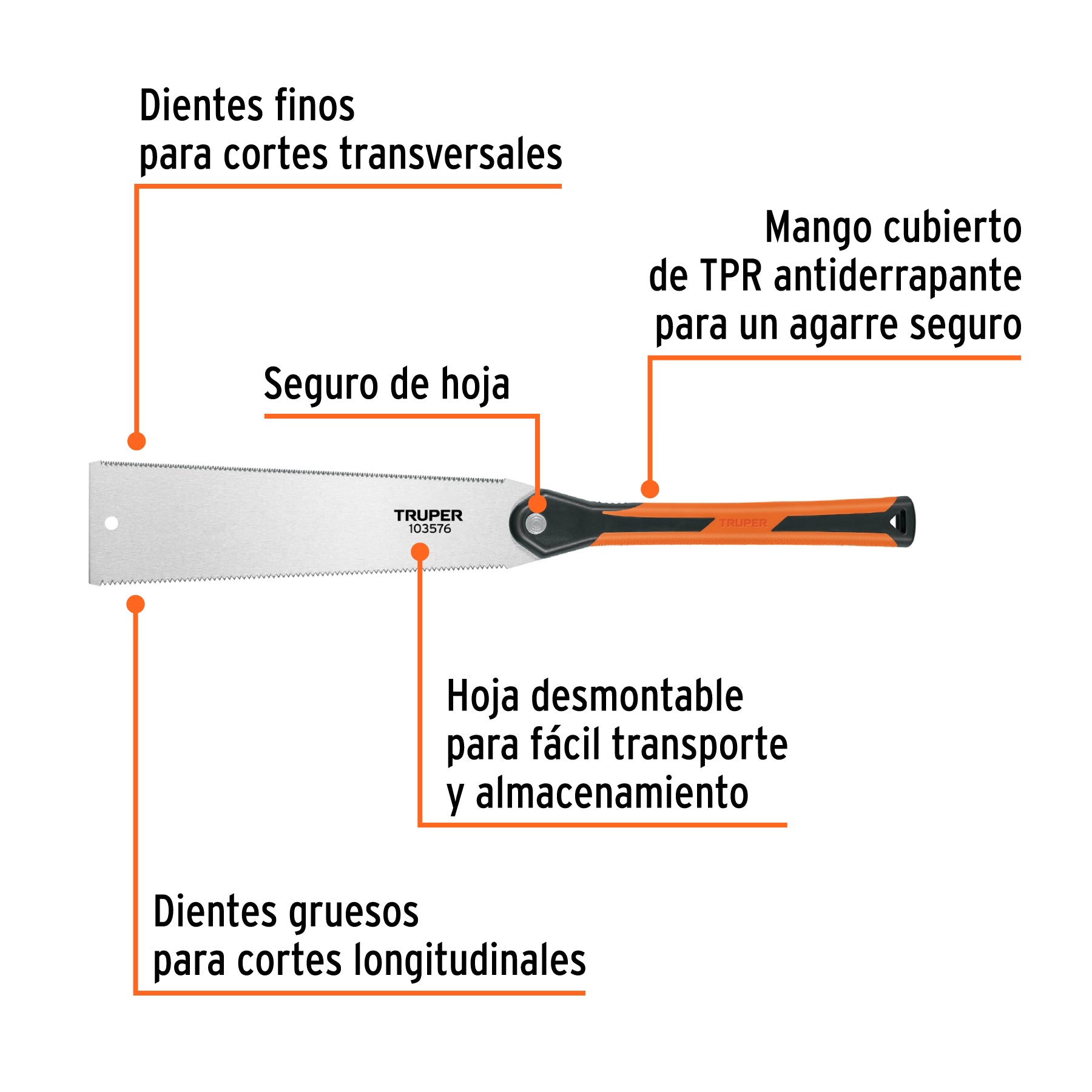 Serrucho tipo japonés de 12' mango comfort grip, Truper