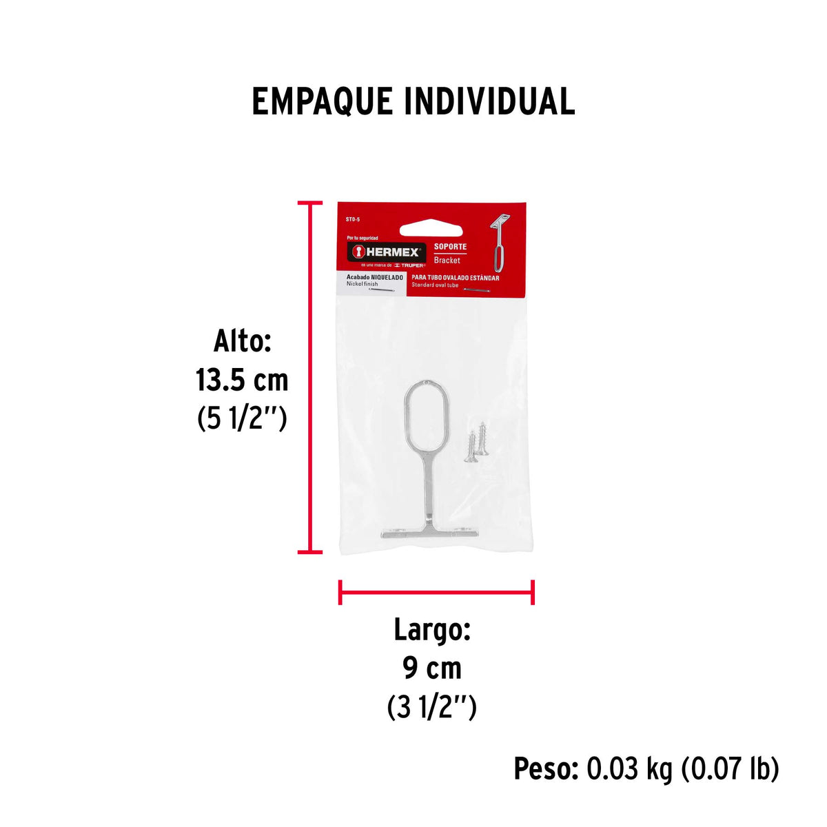 Soporte central para tubo ovalado de closet