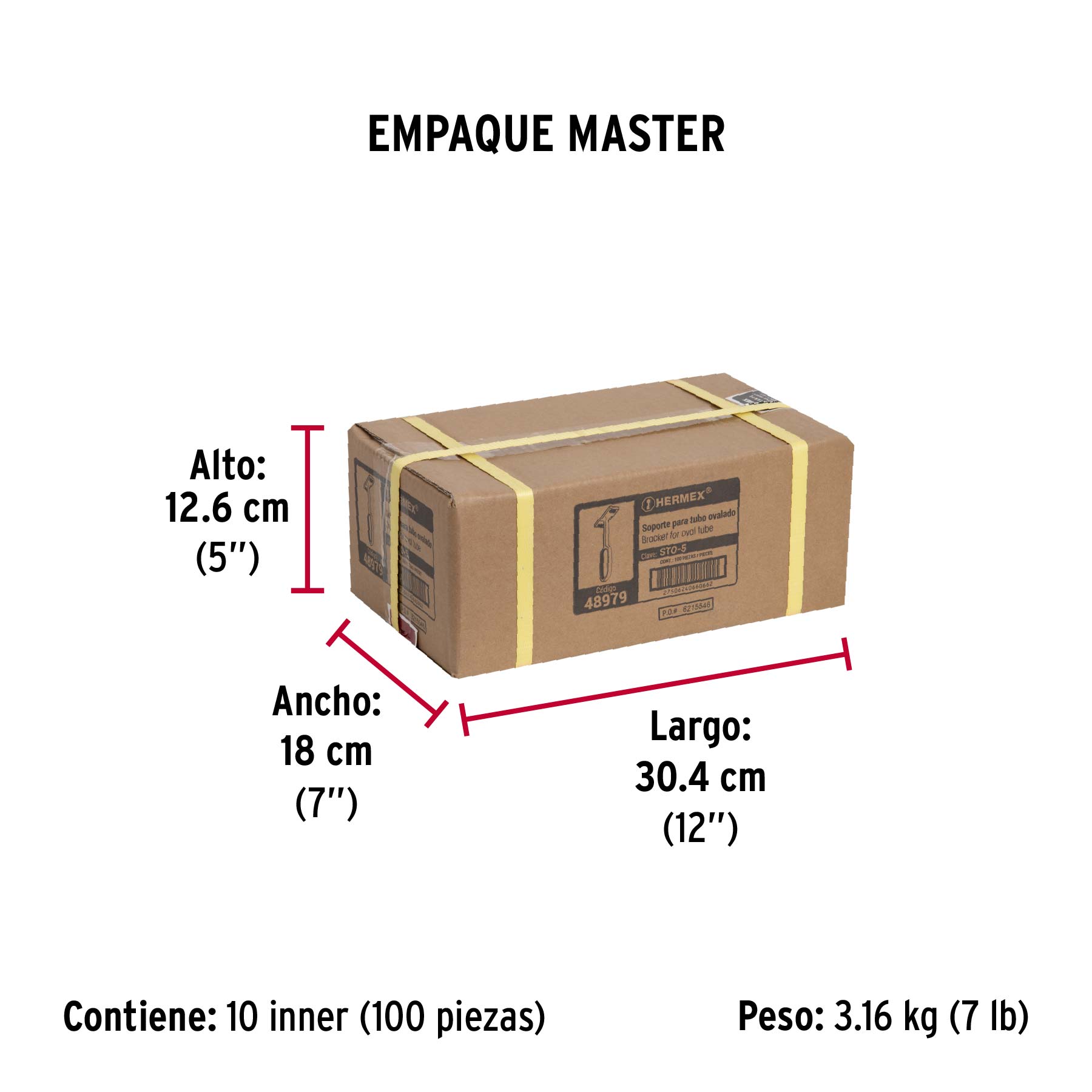 Soporte central para tubo ovalado de closet