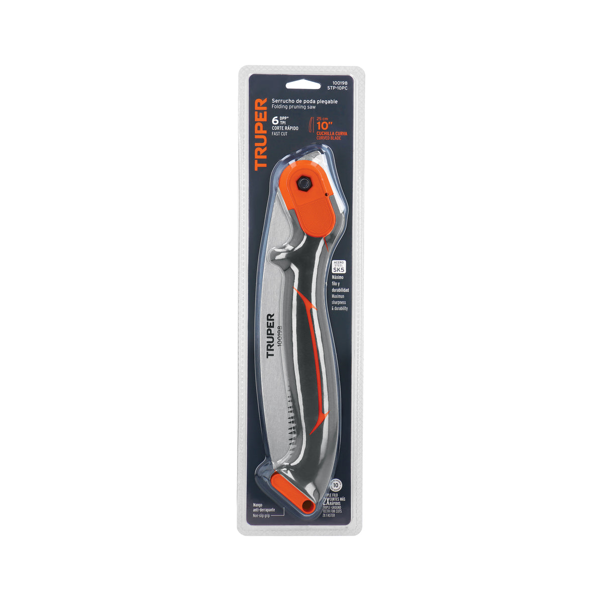 Serrucho plegable 10" hoja curva 5 DPP mango plástico,TRUPER