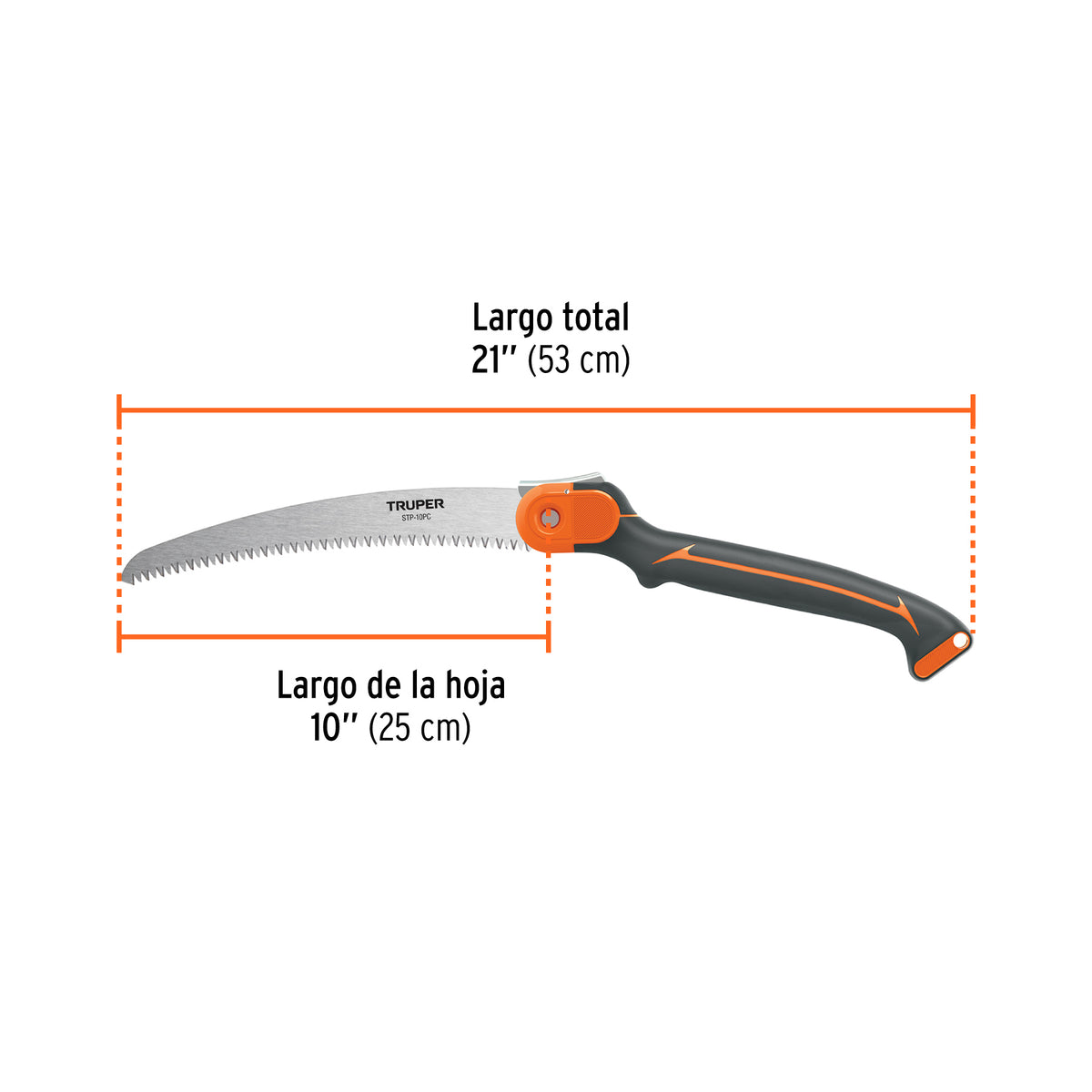 Serrucho plegable 10" hoja curva 5 DPP mango plástico,TRUPER