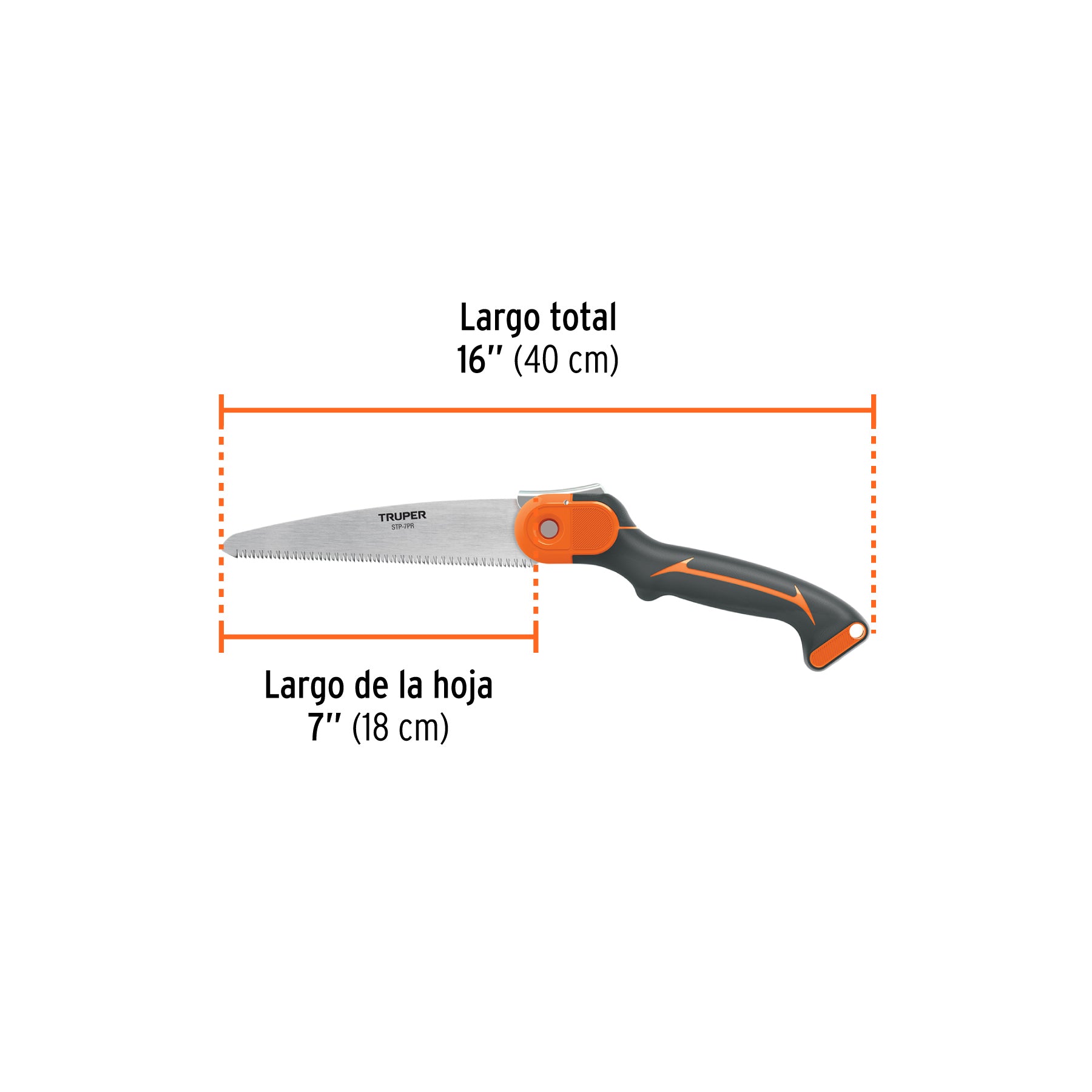 Serrucho poda 7", plegable, hoja recta, comfort grip,7DPP