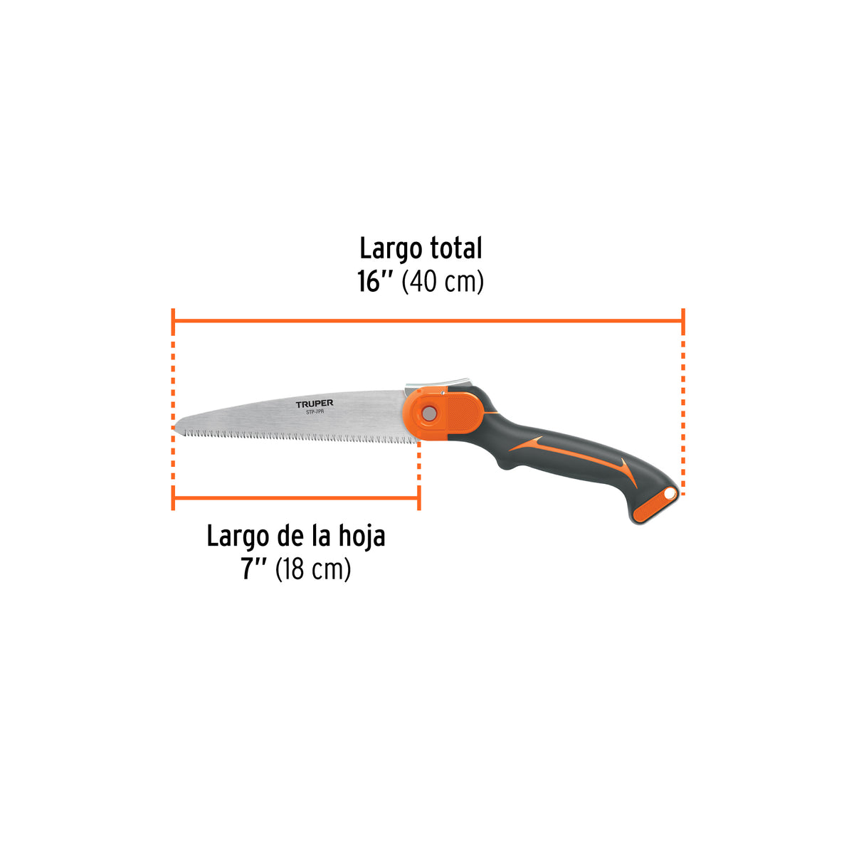 Serrucho plegable 7" hoja recta 11 DPP mango plástico,TRUPER