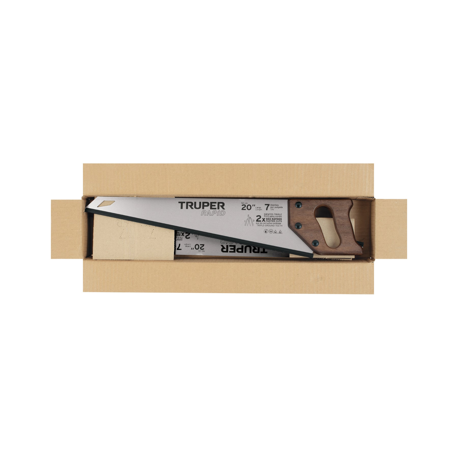 Serrucho Rapid 20', 7 DPP, mango de madera, Truper