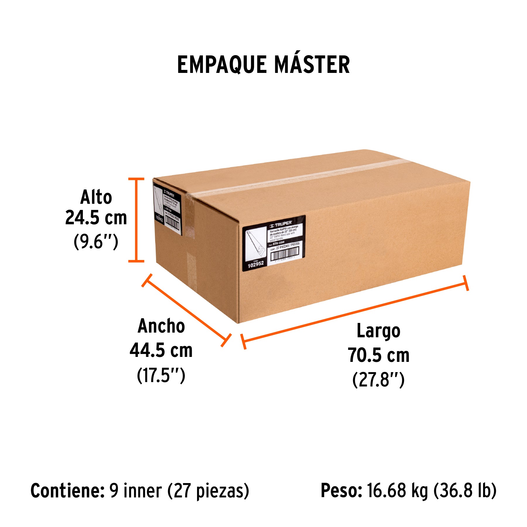 Serrucho Rapid 22', 7 DPP, mango de madera, Truper