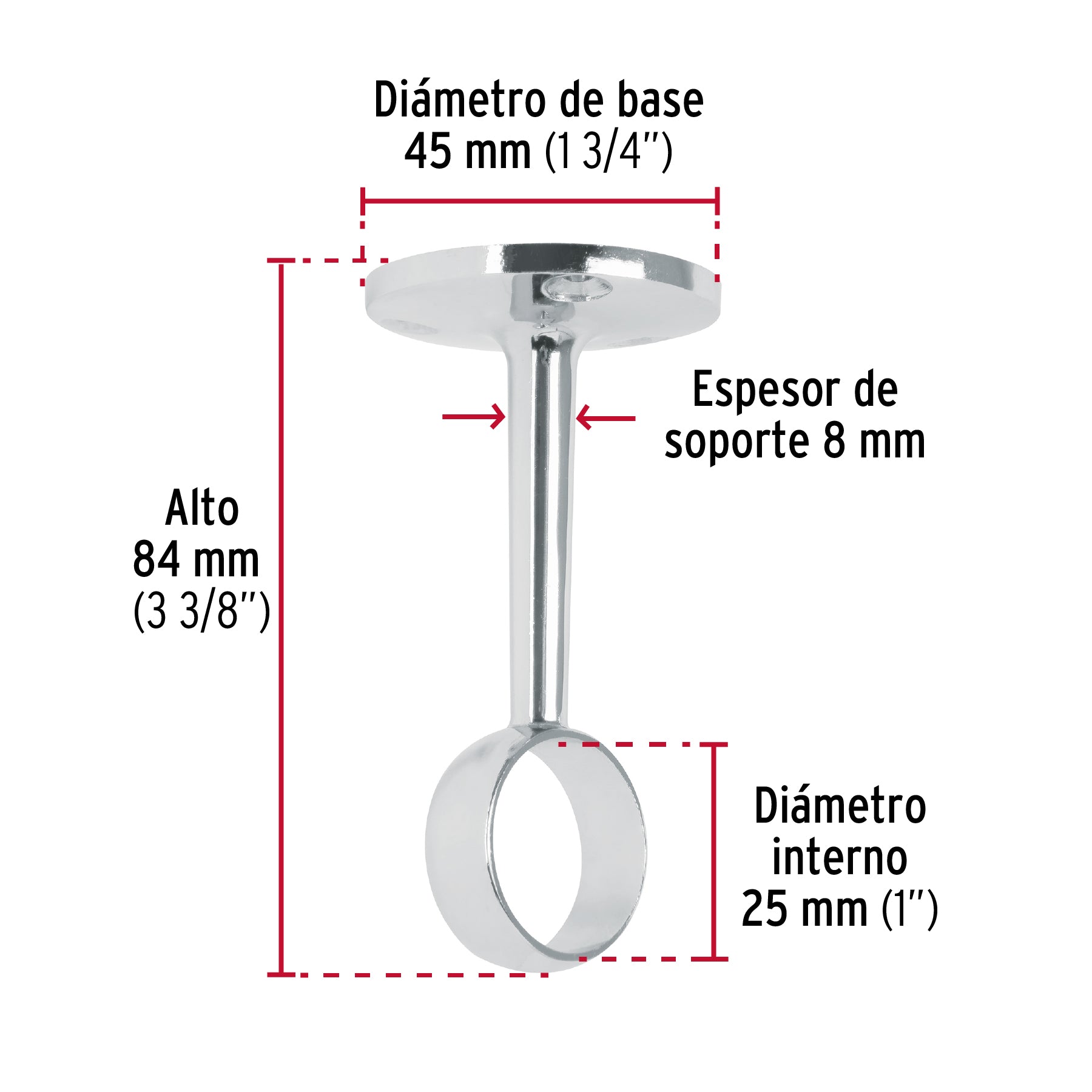 Soporte central para tubo redondo de closet