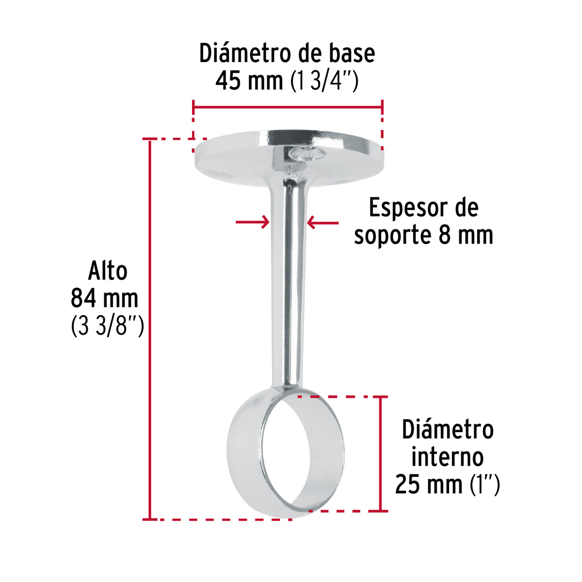 Soporte central para tubo redondo de closet