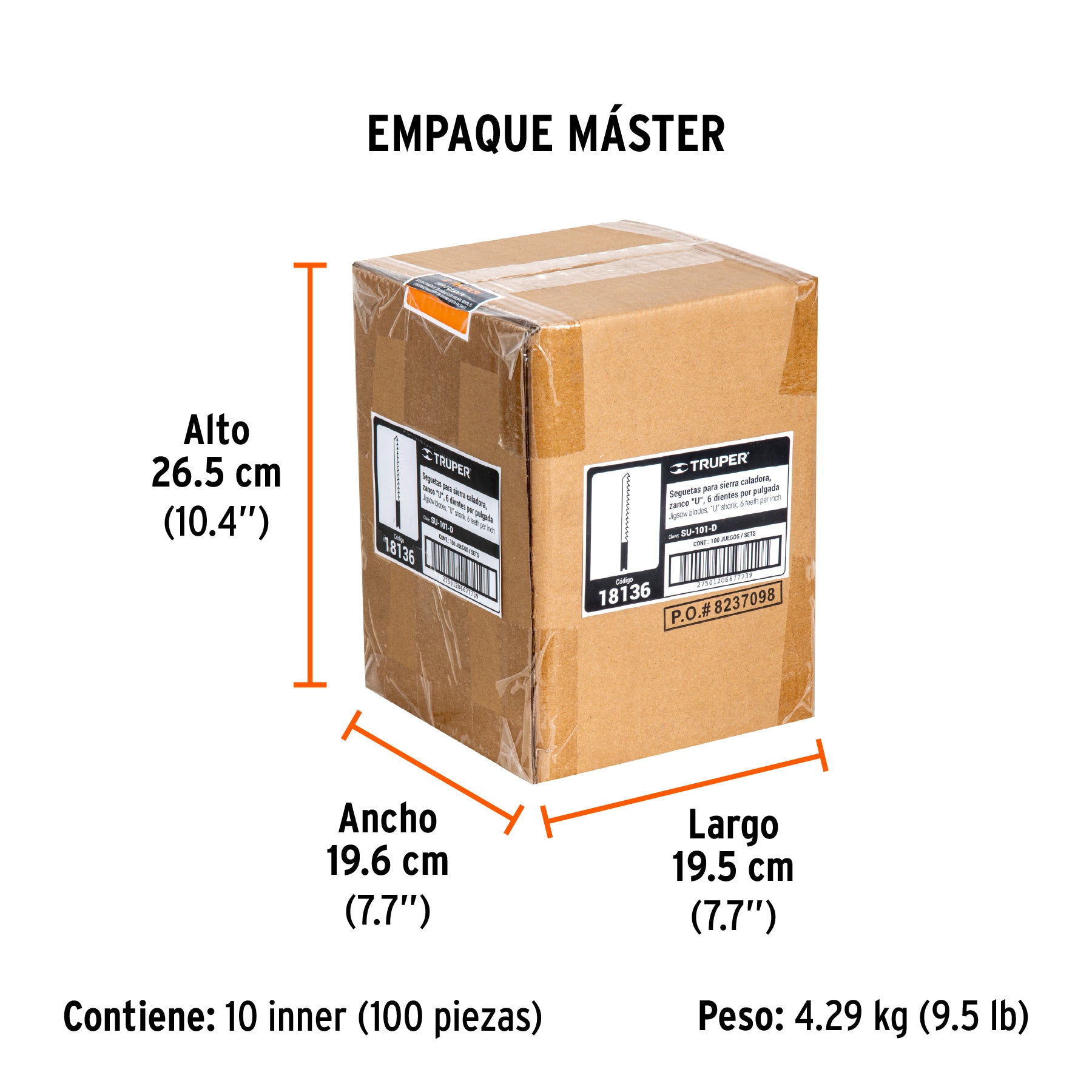 Segueta caladora,cortes rectos madera,zanco u,6dpp,5 pzas