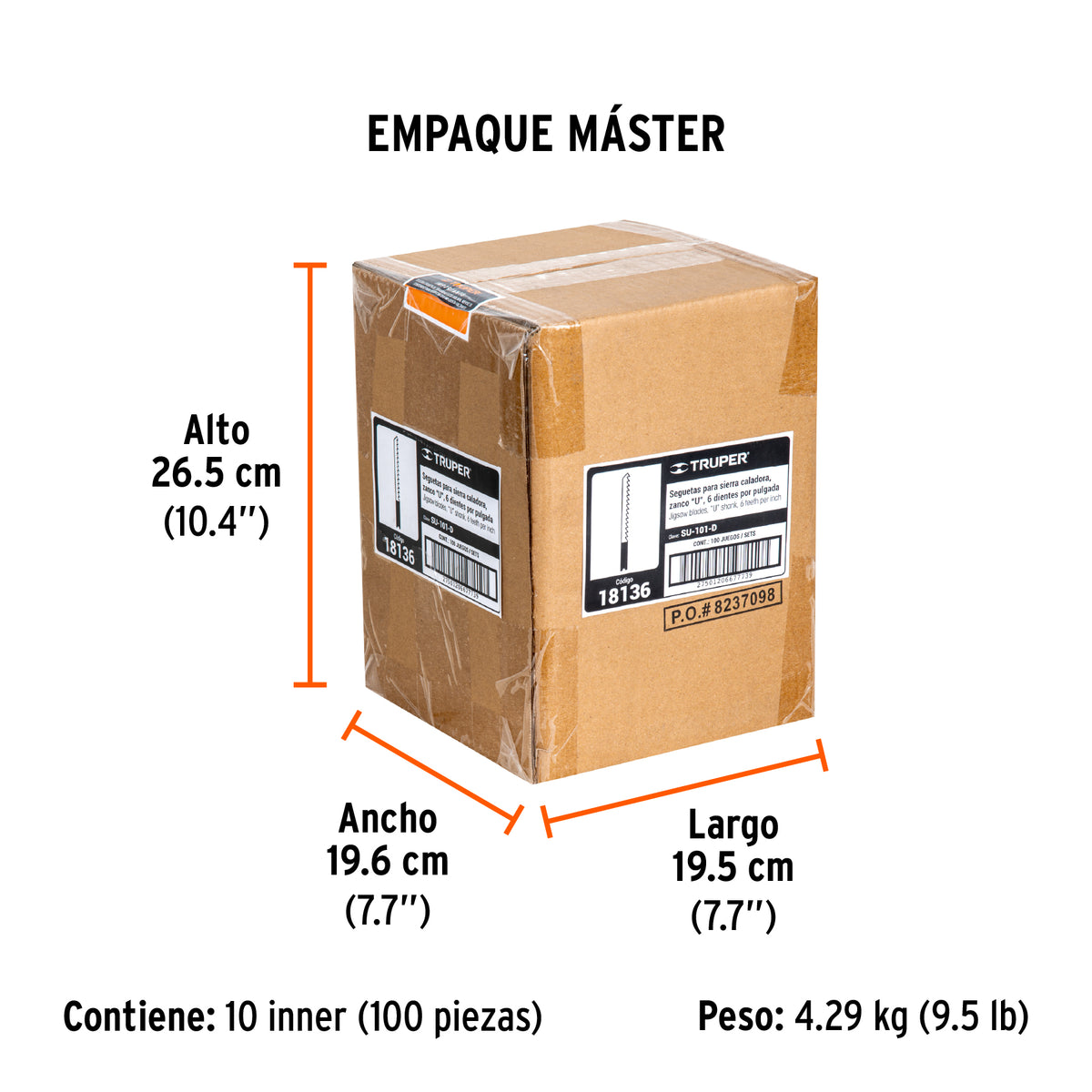 Segueta caladora,cortes rectos madera,zanco u,6dpp,5 pzas