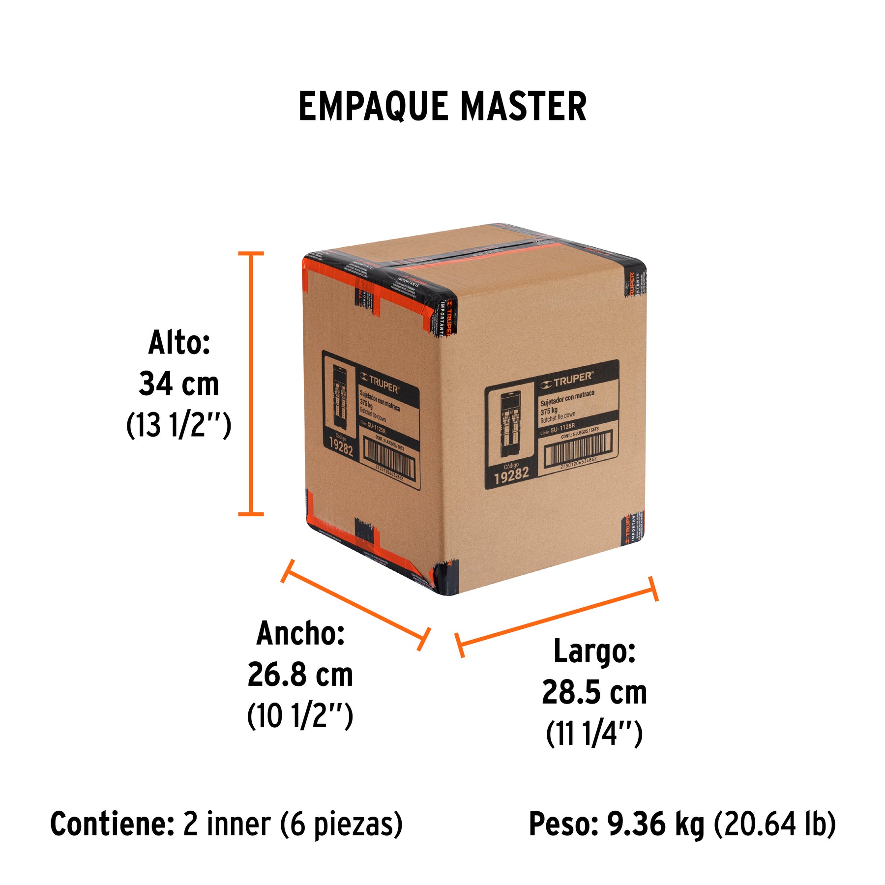Sujetadores con matraca, carga máxima 1125 kg, 2 piezas