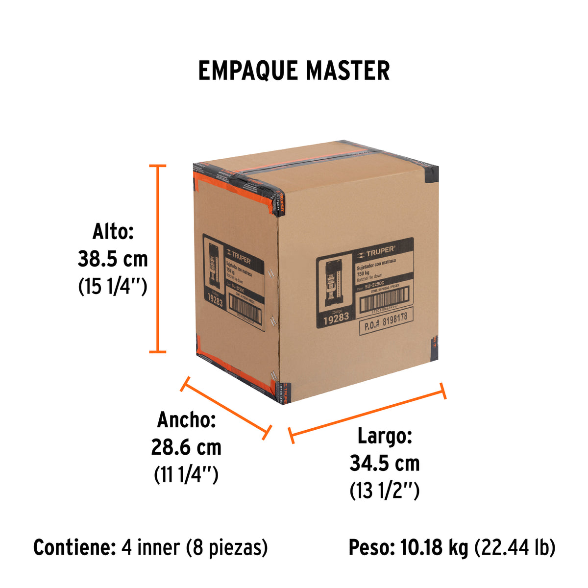 Sujetador con matraca carga máxima 2250 kg, TRUPER