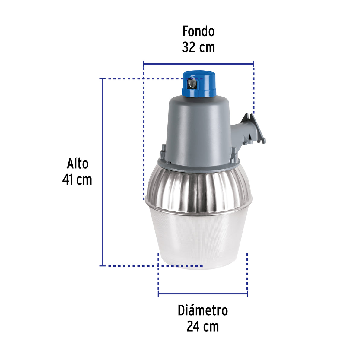 Suburbano metálico con fotocelda, 65W, 6500K, Fluorescente