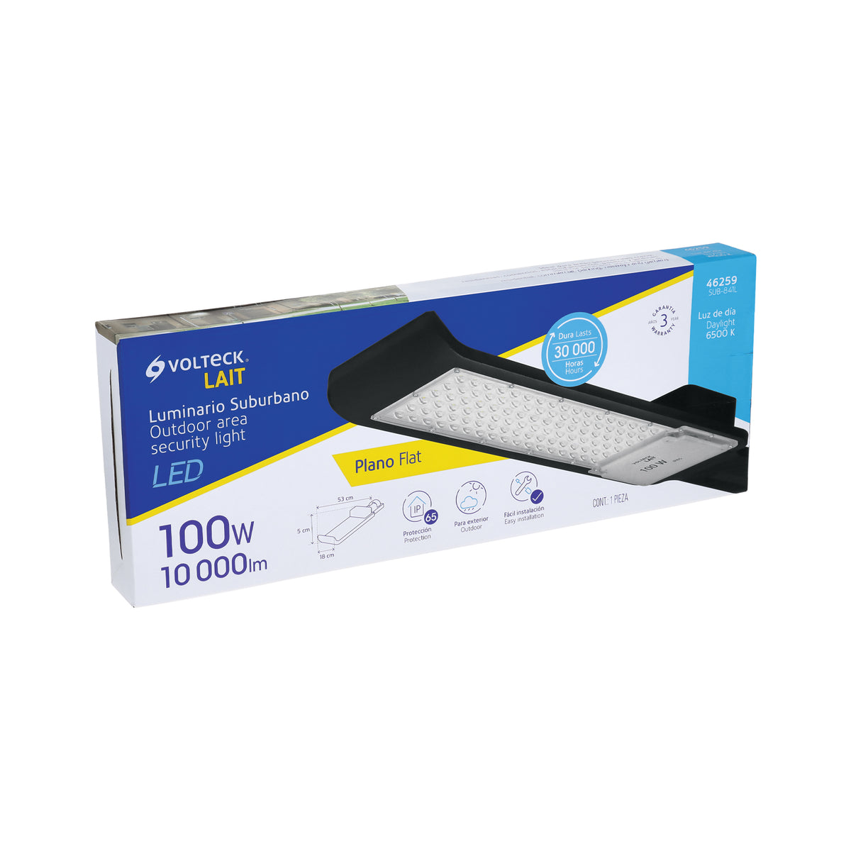 Luminario suburbano de LED, plano, de aluminio, 100 W