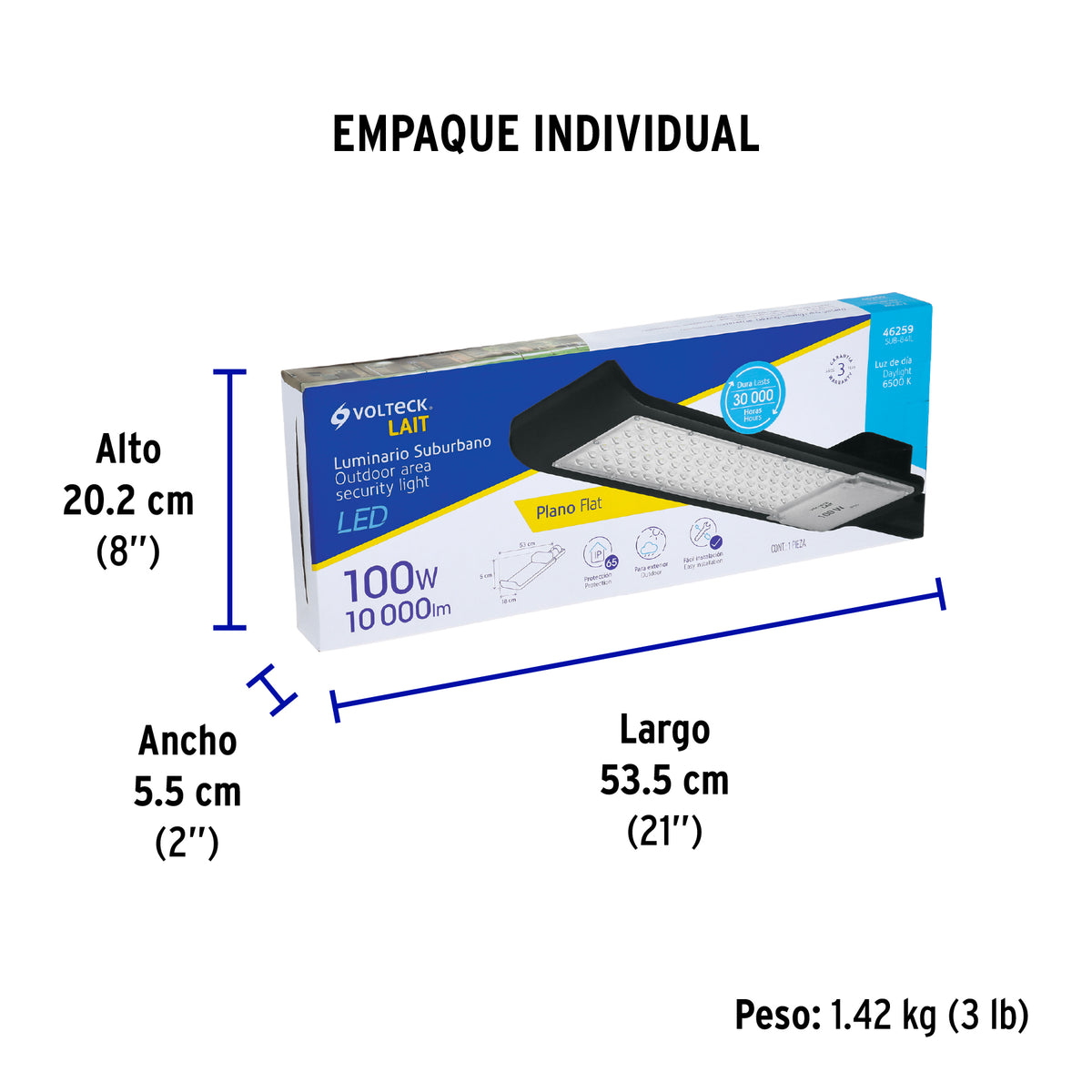 Luminario suburbano de LED, plano, de aluminio, 100 W