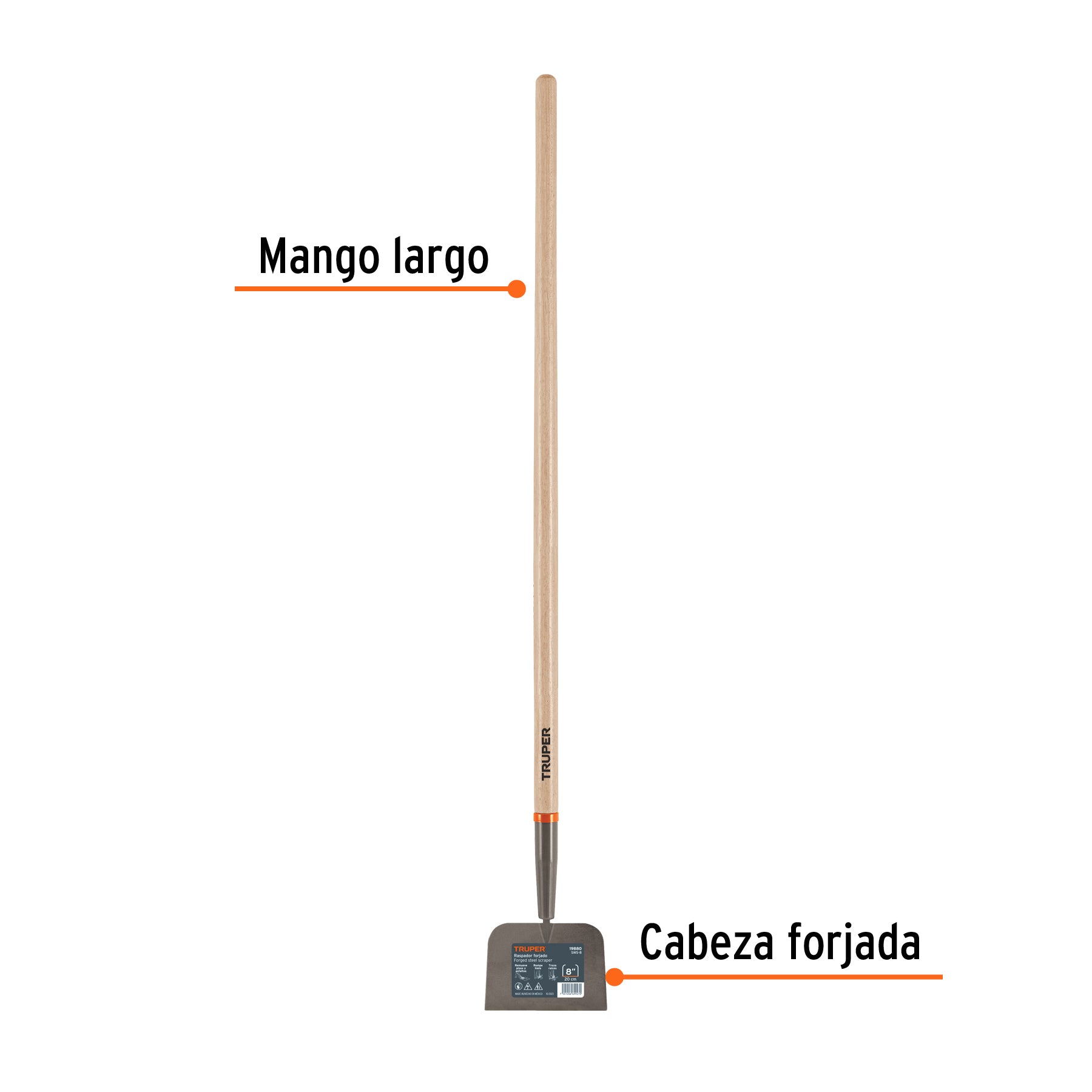 Raspador forjado de 7', mango de 48', Truper
