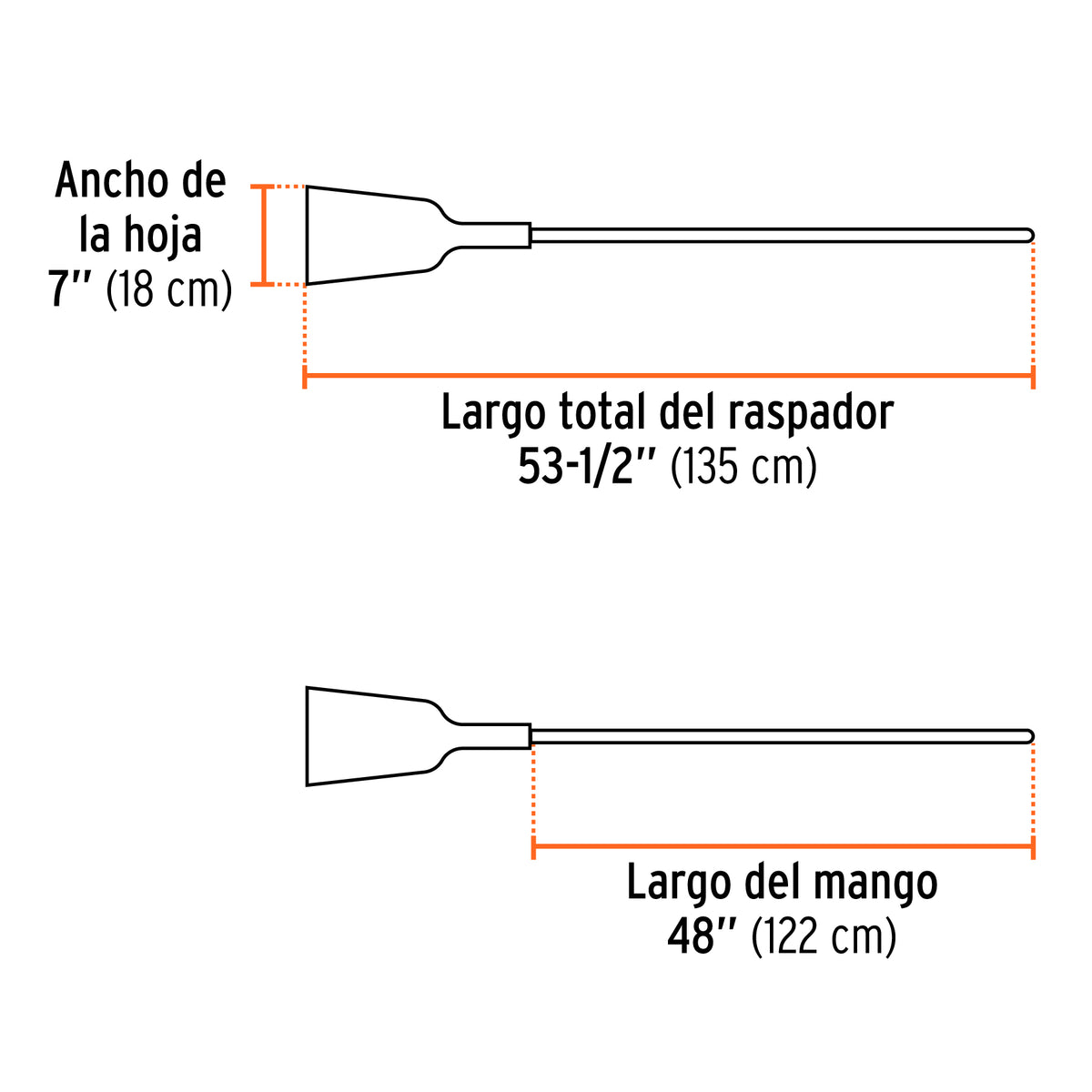 Raspador forjado de 7', mango de 48', Truper