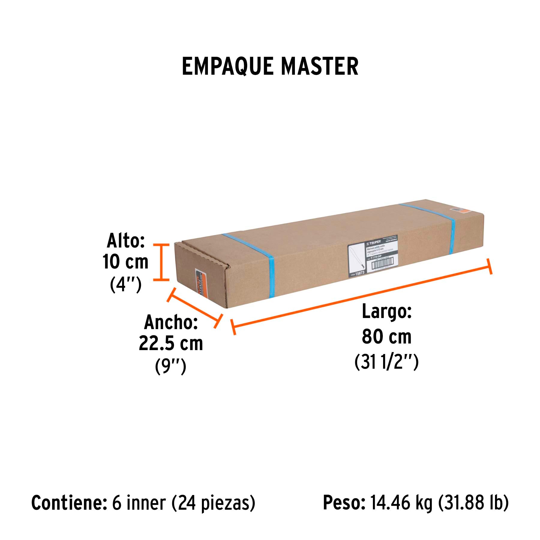 Machete Caguayano 24" cacha naranja remachada