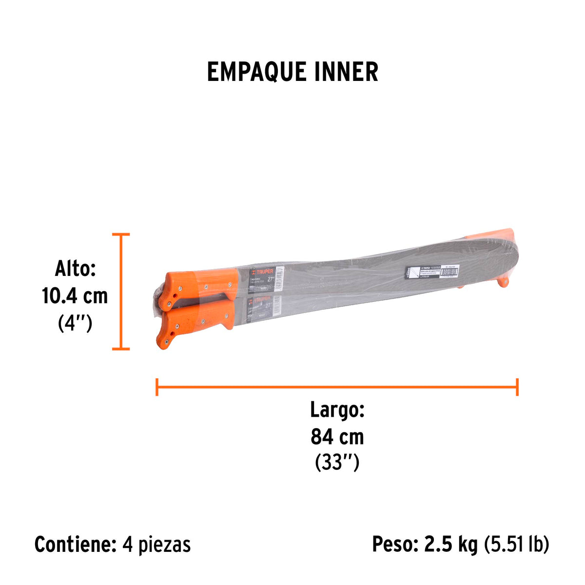 Machete Caguayano 27" cacha naranja remachada