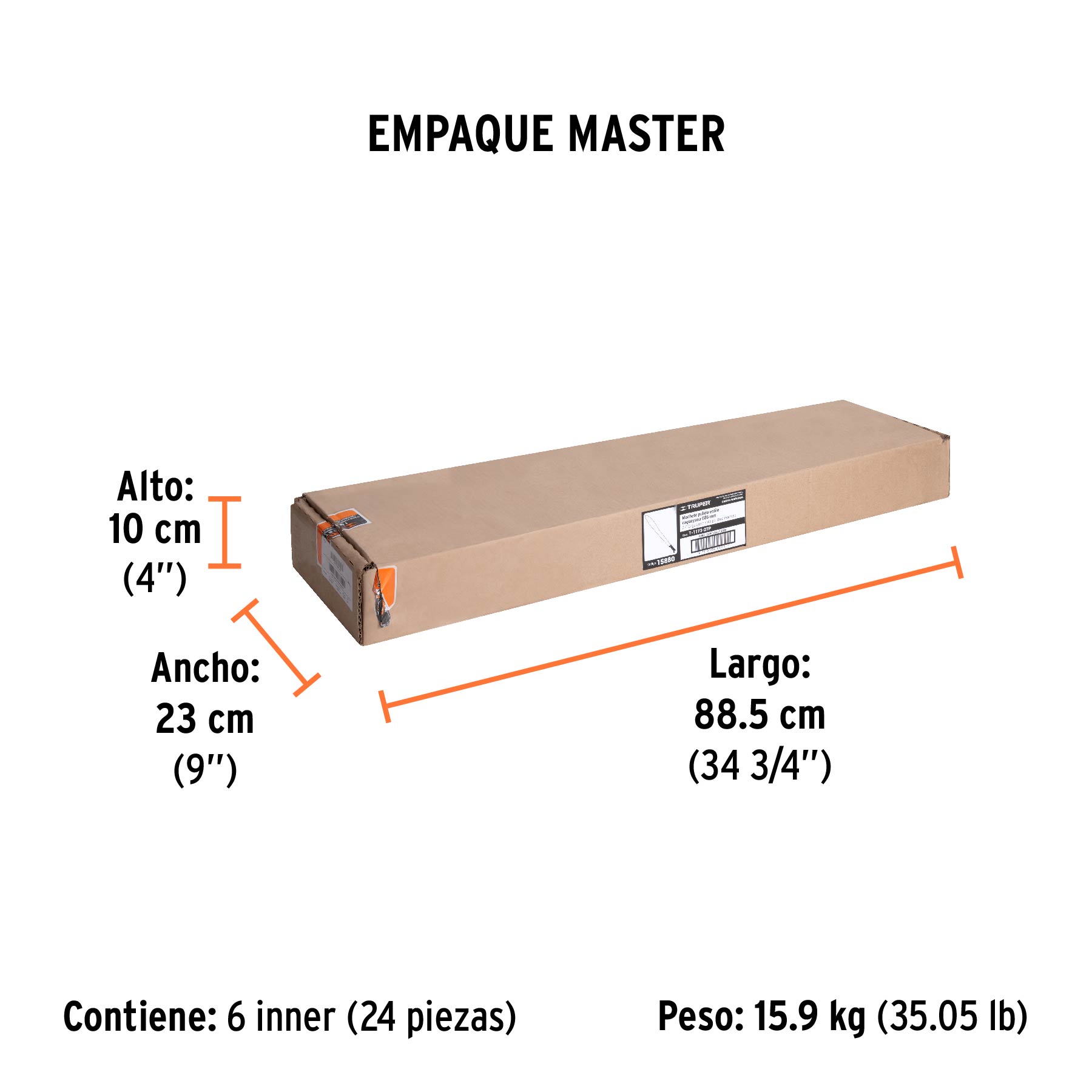 Machete Caguayano 27" cacha naranja remachada