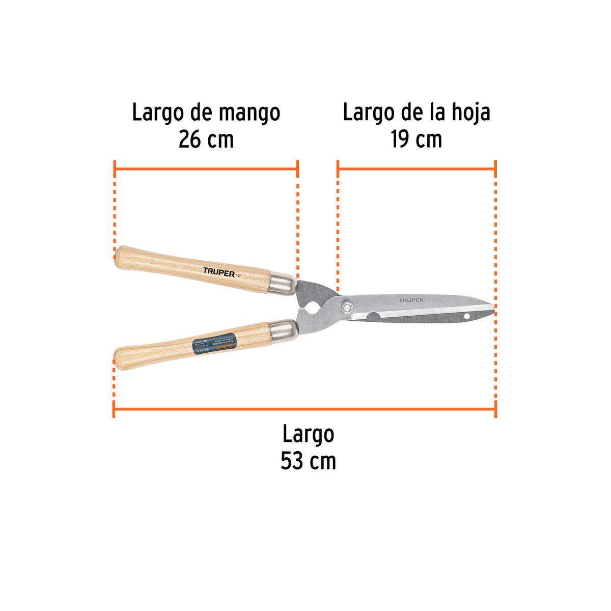 Tijera para poda, ligera, 50 cm, mango madera