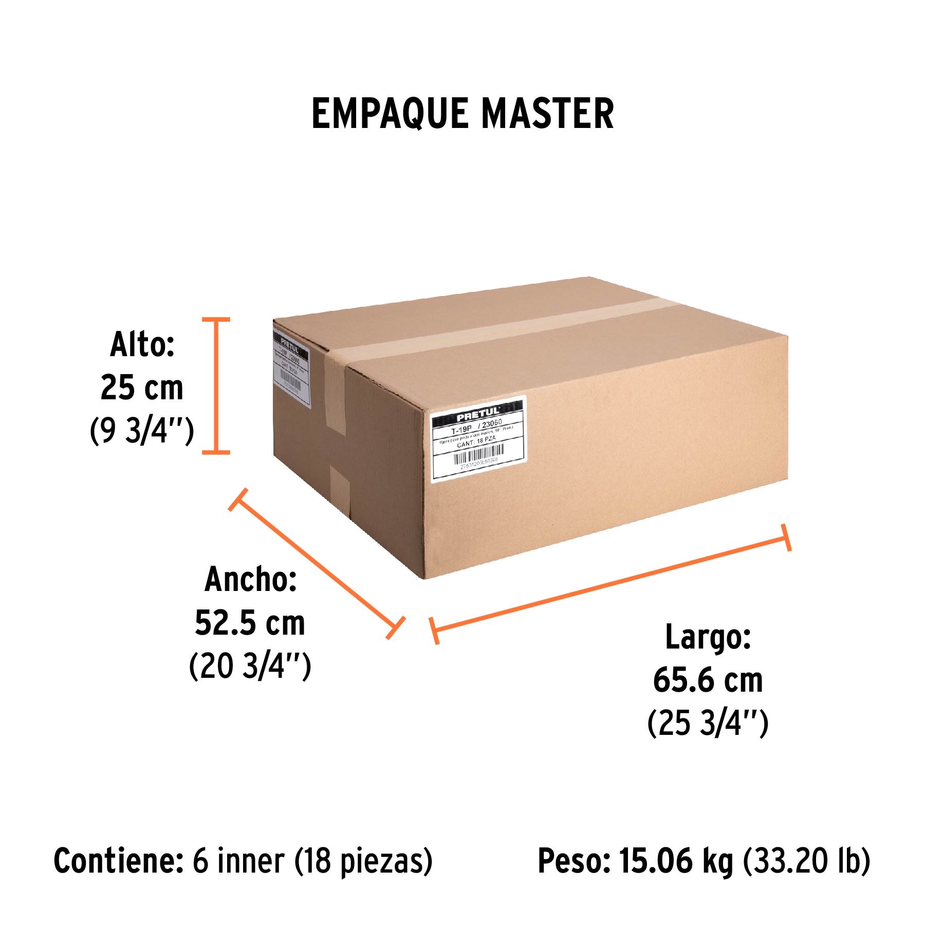 Tijera para poda, a dos manos 19", pretul