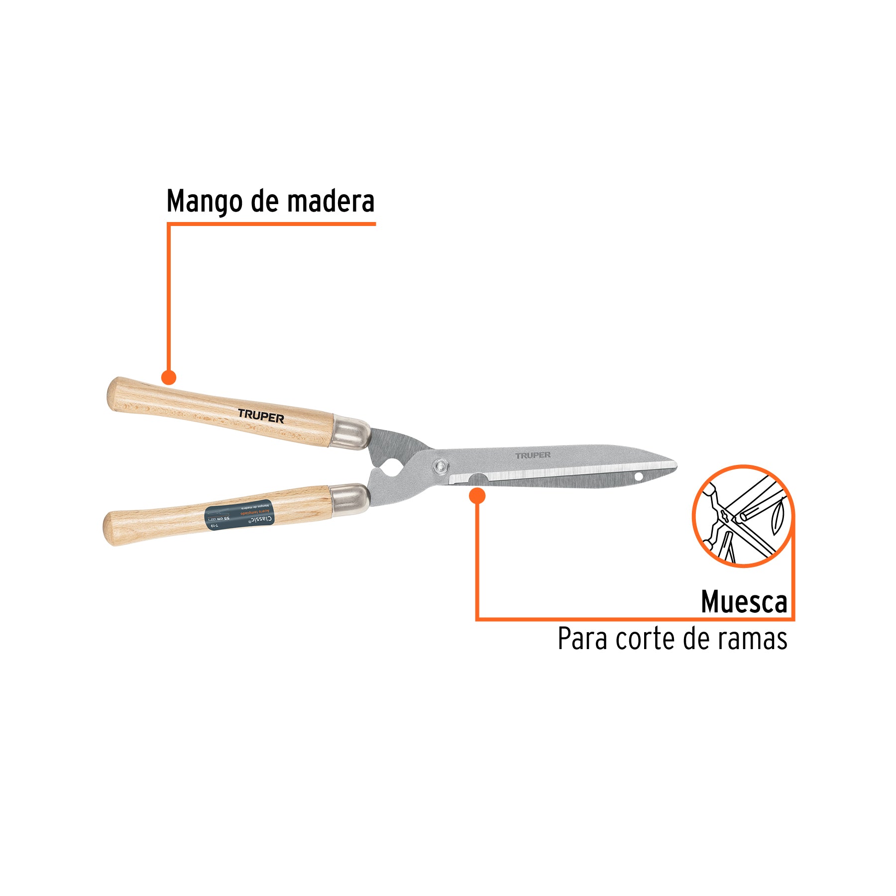 Tijera para poda, Classic, 55 cm, mango madera
