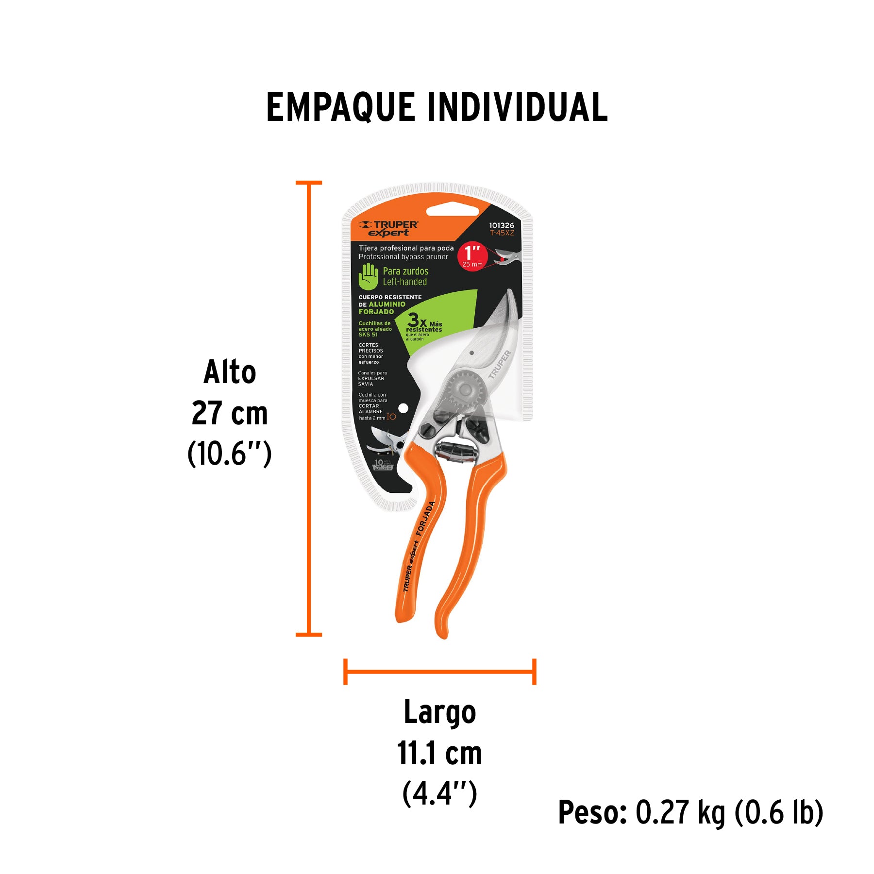 Tijera de aluminio para poda 8' para zurdos, Truper Expert