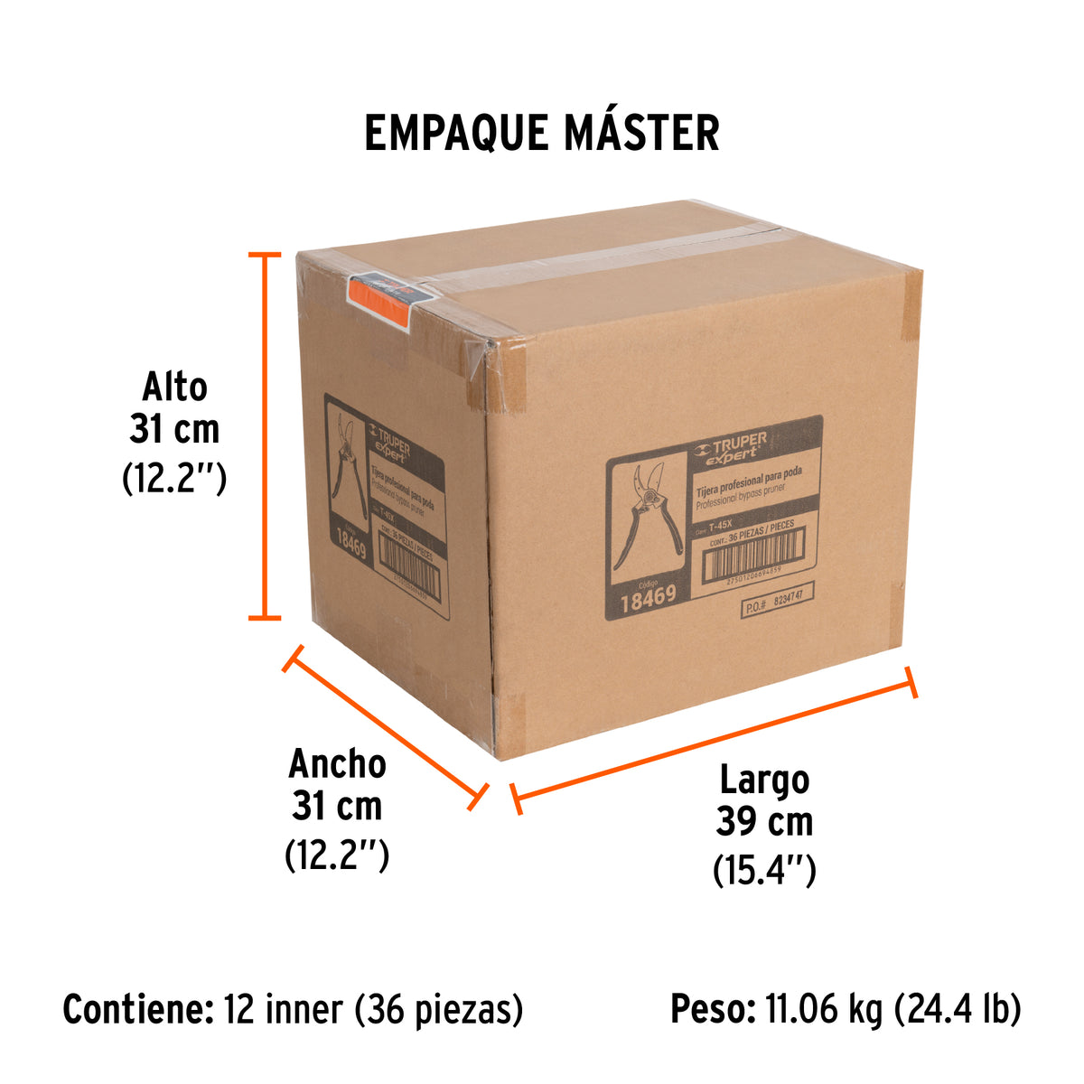Tijera para poda 8", profesional de aluminio