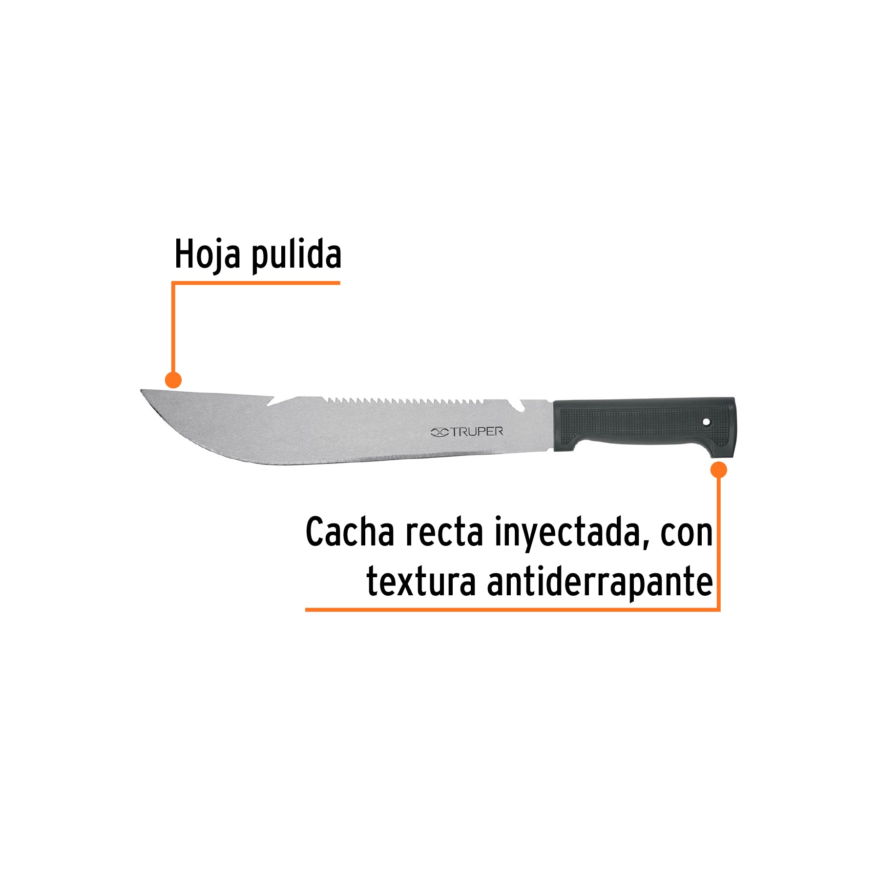 Machete rambo 12' cacha inyectada negra, Truper