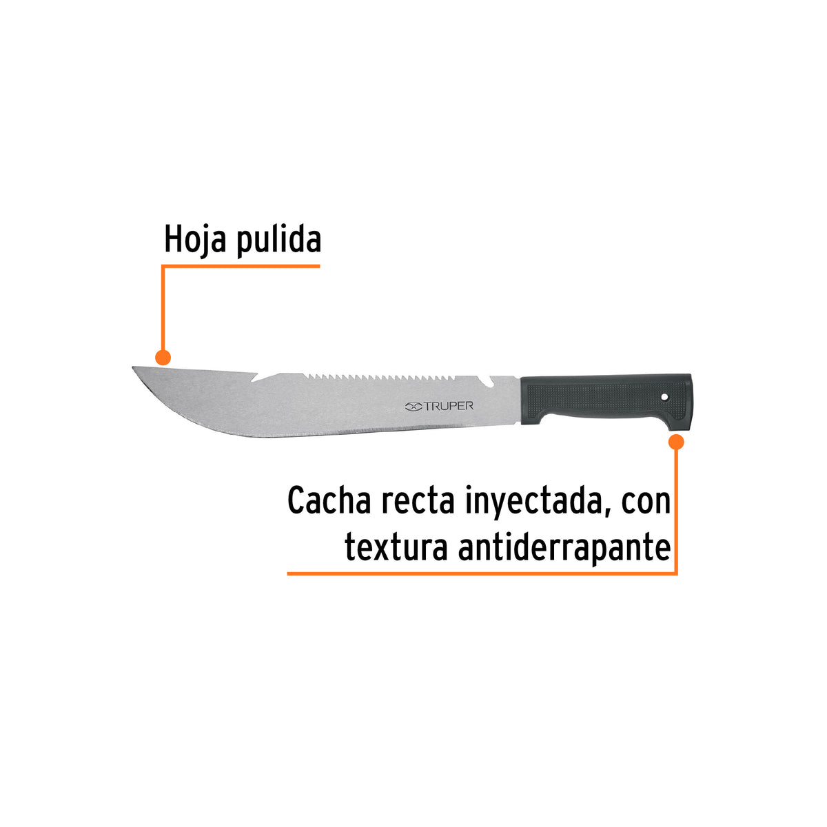 Machete rambo 12' cacha inyectada negra, Truper