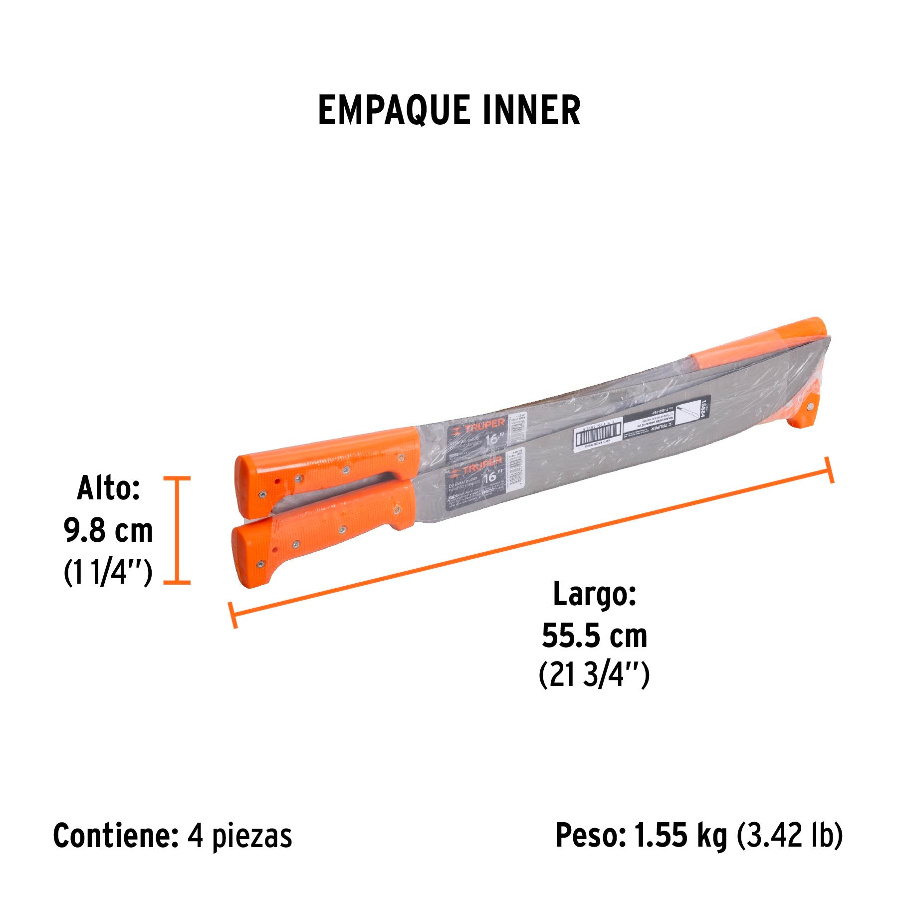 Machete estándar 16" cacha naranja
