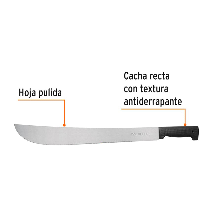 Machete Pulido Estandar 18", cacha negra, en bolsa