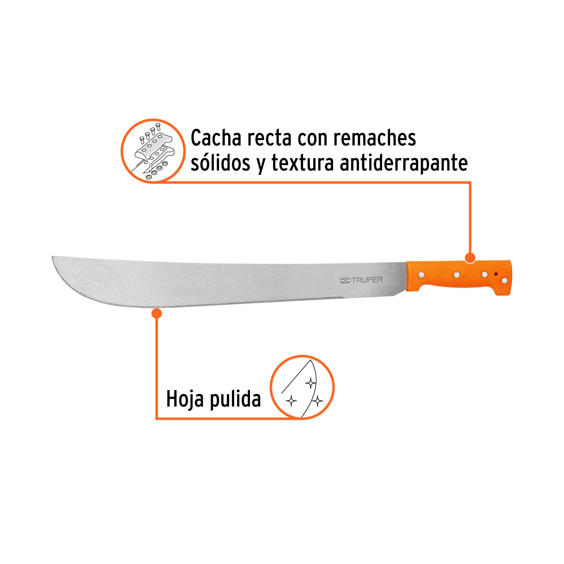 Machete estándar 18" cacha naranja